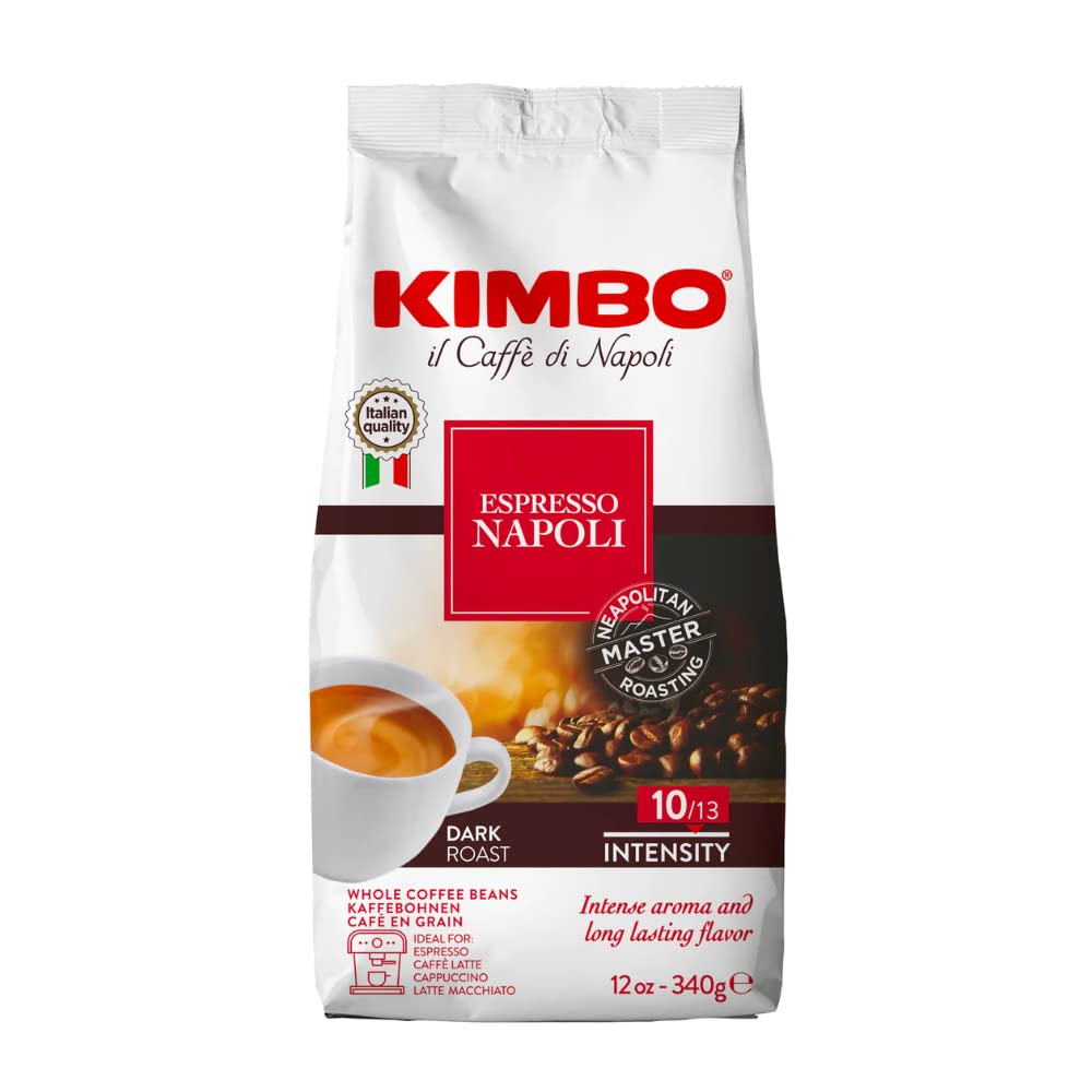 Kimbo Napoli Original Blend 100% Arabica Ground Coffee | 10/13 Intensity | Dark Roast with Floral & Sweet Flavor | 12 oz (340g) bag