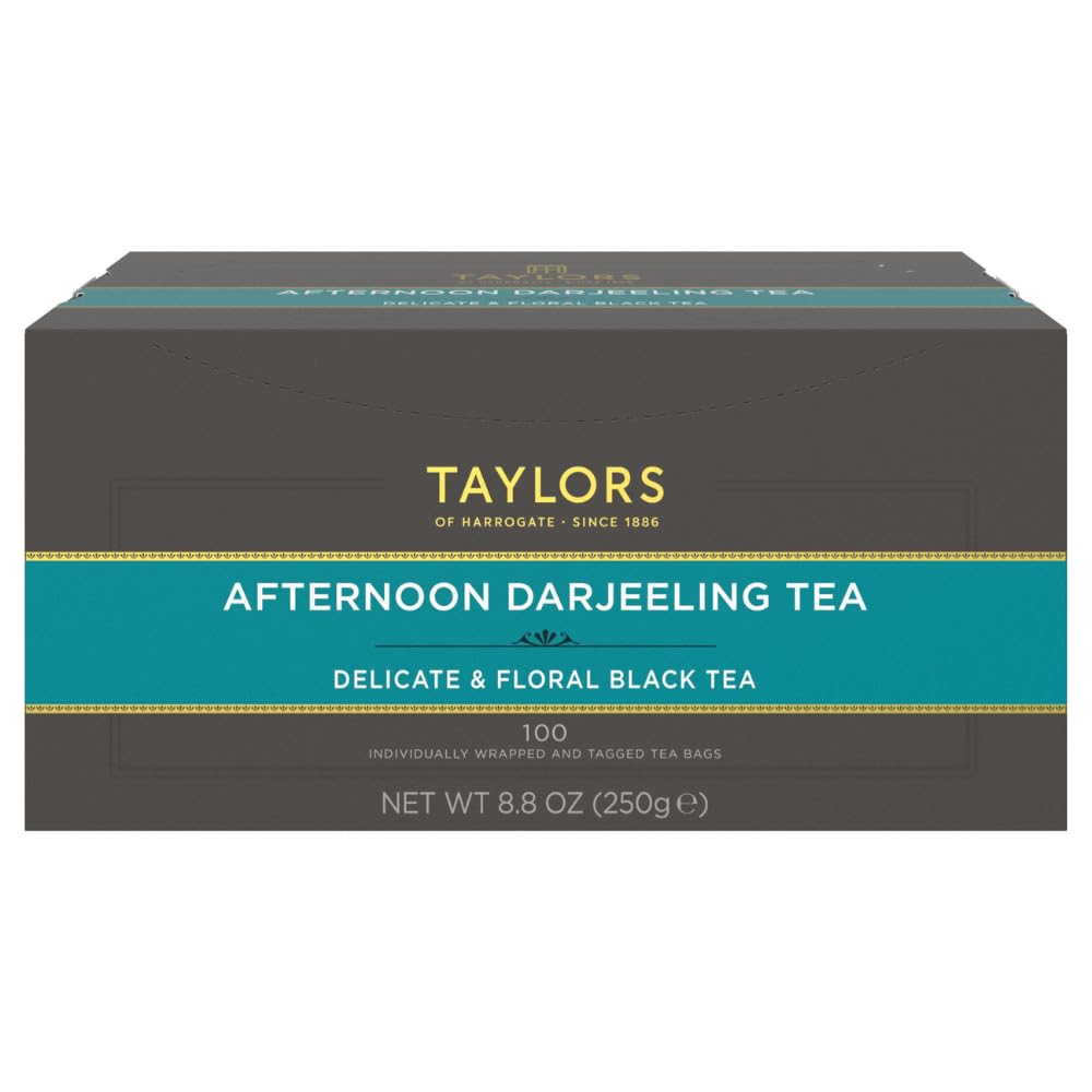 Taylors of Harrogate Afternoon Darjeeling, Black Tea, Individually Wrapped Bags 20 Count (Pack of 1), Delicate, Sweet & Floral, Caffeinated, Enjoy Hot or Iced, 20 Teabags