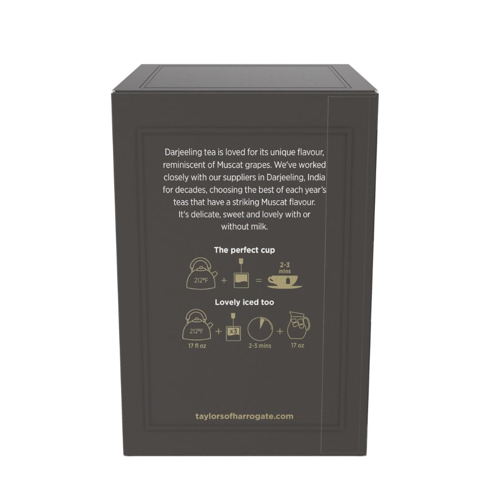 Taylors of Harrogate Afternoon Darjeeling, Black Tea, Individually Wrapped Bags 20 Count (Pack of 1), Delicate, Sweet & Floral, Caffeinated, Enjoy Hot or Iced, 20 Teabags