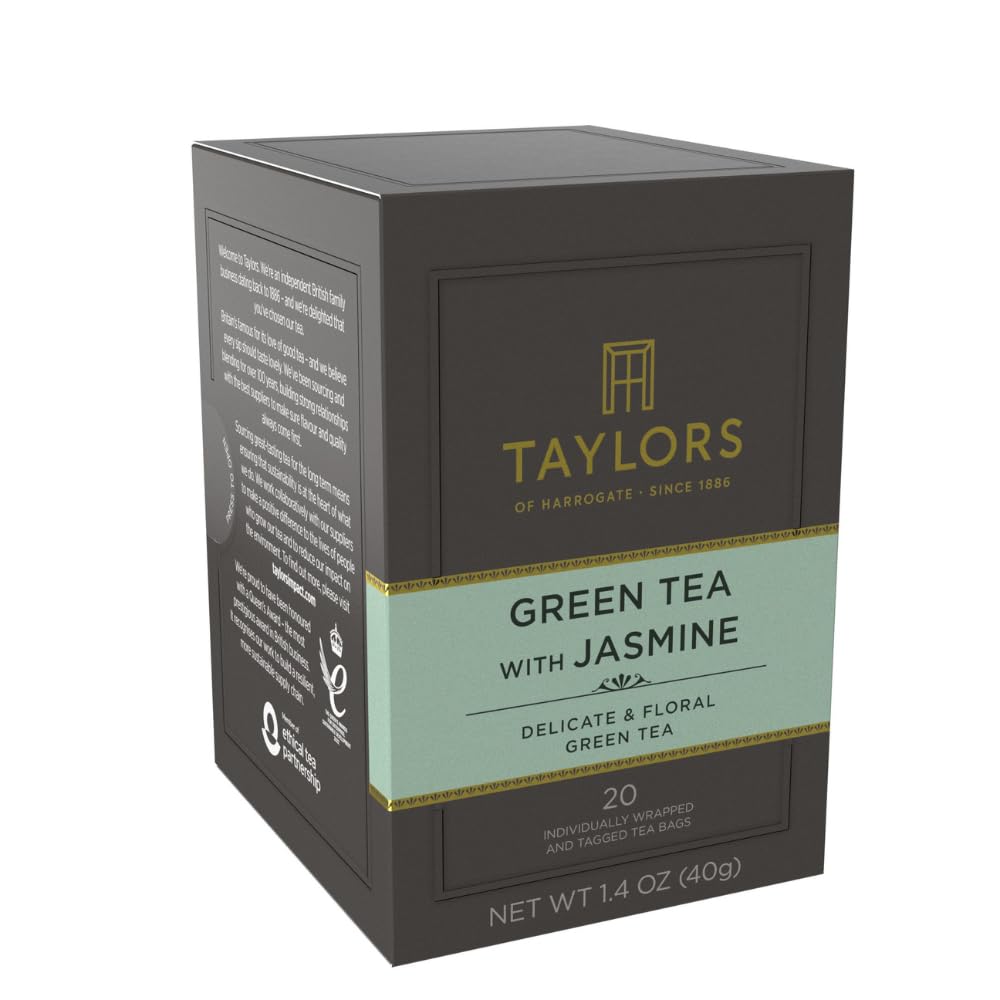 Taylors of Harrogate Afternoon Darjeeling, Black Tea, Individually Wrapped Bags 20 Count (Pack of 1), Delicate, Sweet & Floral, Caffeinated, Enjoy Hot or Iced, 20 Teabags
