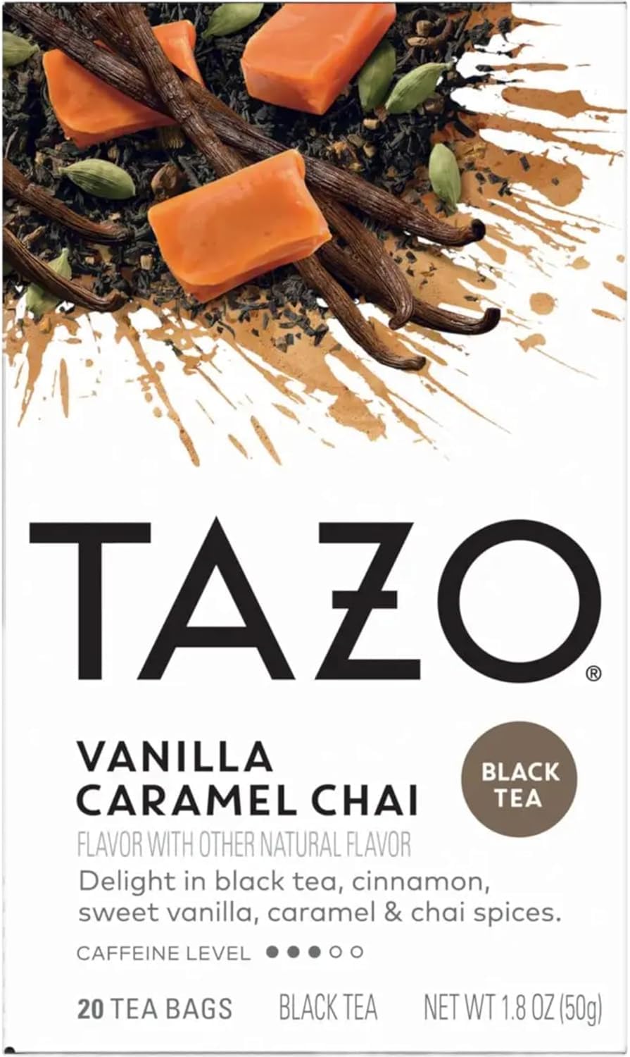TAZO Organic Chai Black Tea Bags, Blend of Black Teas, Ginger, Cinnamon, Black Pepper & Cardamom, 96 Total Tea Bags (16ct - Pack of 6)