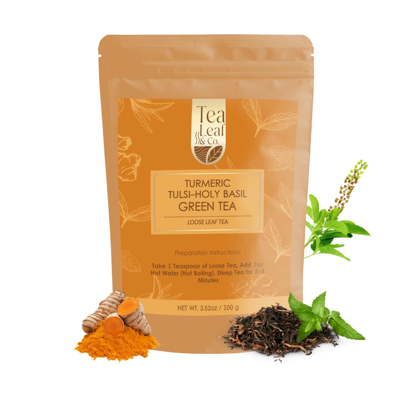 Tea Leaf & Co. Mint Green Tea Bags (50), Green Tea w/ Peppermint & Spearmint, Caffeinated, Real & Natural Green Tea, Blended with Fresh Herbs & Spices