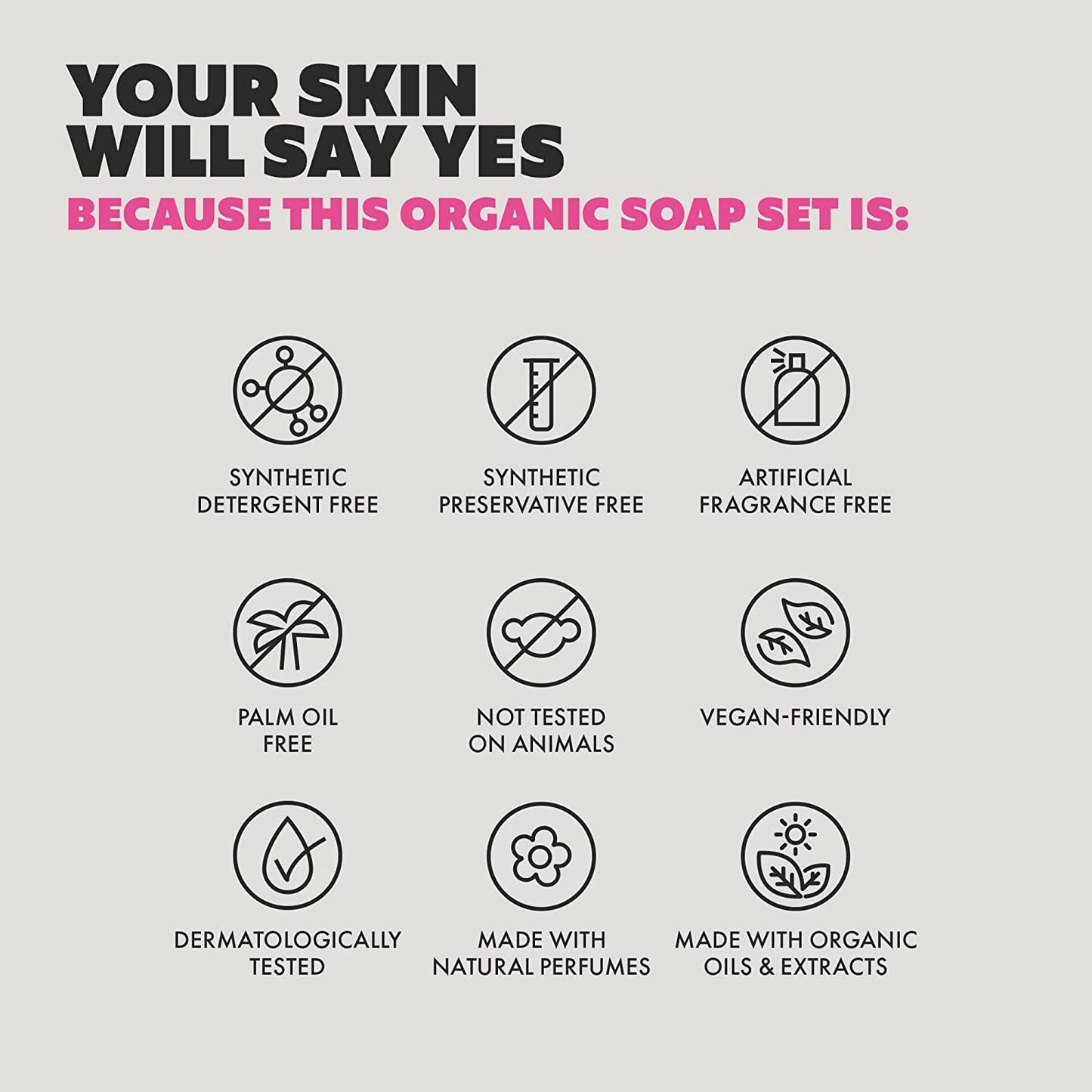 Skin Said Yes Organic Soap Bar (Set of 8) - Natural Soap Made in Greece | Nuorishing Shea Butter, Olive Oil, Lavander and Sandalwood, Aloe Vera & Cucumber Extract | Jabones Artesanales Naturales