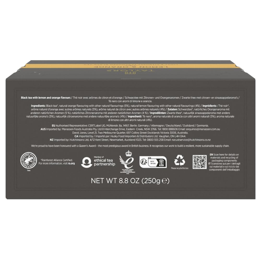 Taylors of Harrogate Afternoon Darjeeling, Black Tea, Individually Wrapped Bags 20 Count (Pack of 1), Delicate, Sweet & Floral, Caffeinated, Enjoy Hot or Iced, 20 Teabags