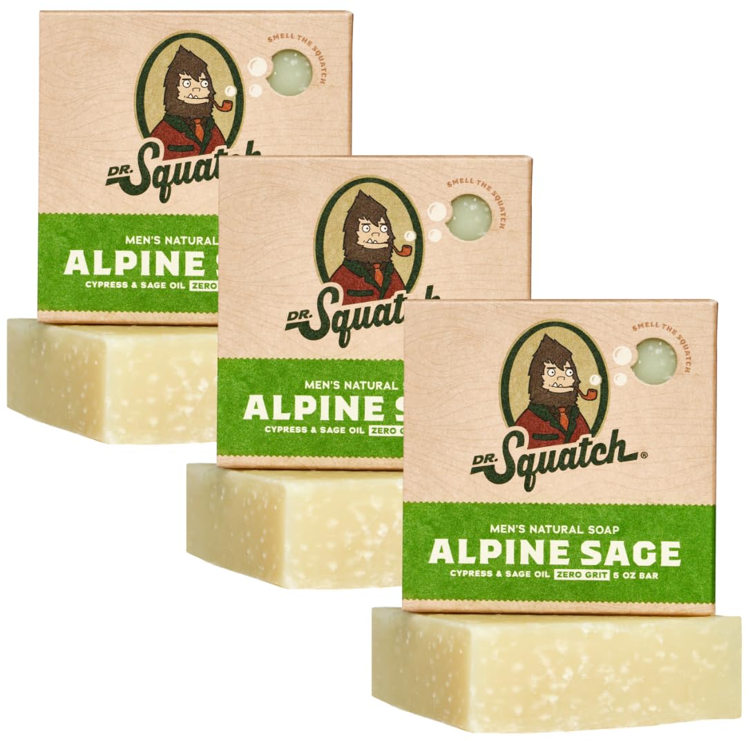 Dr. Squatch Natural Men’s Bar Soap - Cold Process Body Soap Bar with Natural Oils - Gifts for Men - Pine Tar (5 oz, 3-Pack)