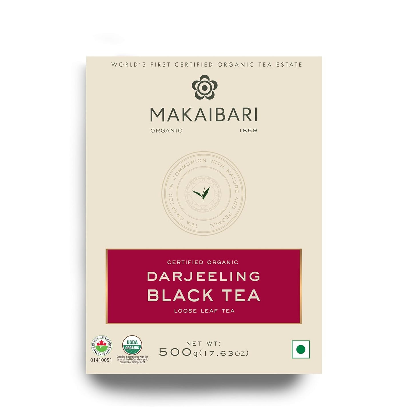 Makaibari Organic Darjeeling Black Loose Leaf Tea, 250 cups (500g/17.63oz) | Direct from the World's First Certified Organic Tea Estate