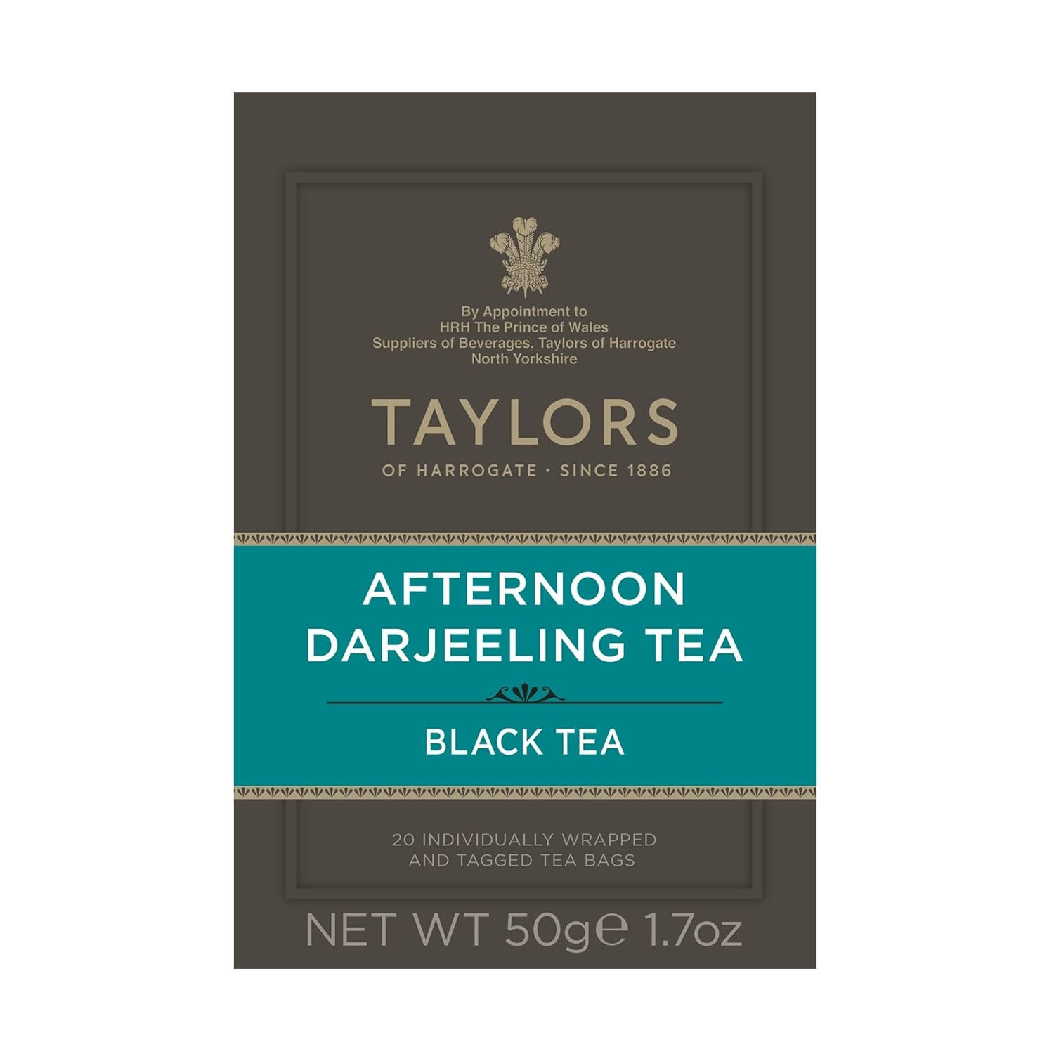 Taylors of Harrogate Afternoon Darjeeling, Black Tea, Individually Wrapped Bags 20 Count (Pack of 1), Delicate, Sweet & Floral, Caffeinated, Enjoy Hot or Iced, 20 Teabags
