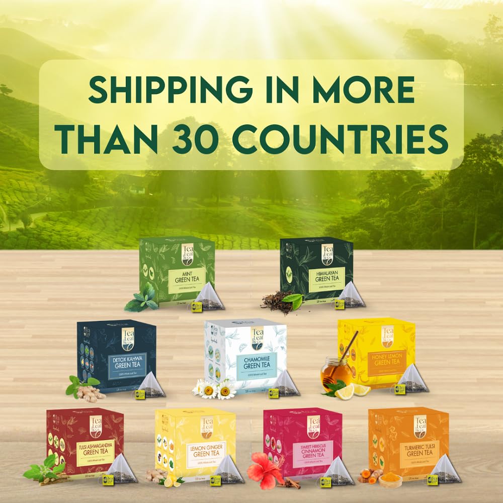 Tea Leaf & Co. Mint Green Tea Bags (50), Green Tea w/ Peppermint & Spearmint, Caffeinated, Real & Natural Green Tea, Blended with Fresh Herbs & Spices