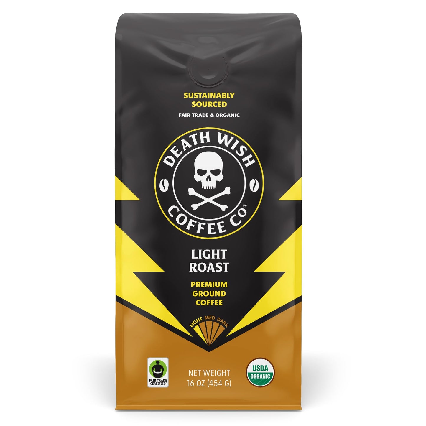 Death Wish Coffee, Organic and Fair Trade Dark Roast Ground Coffee, 16 oz
