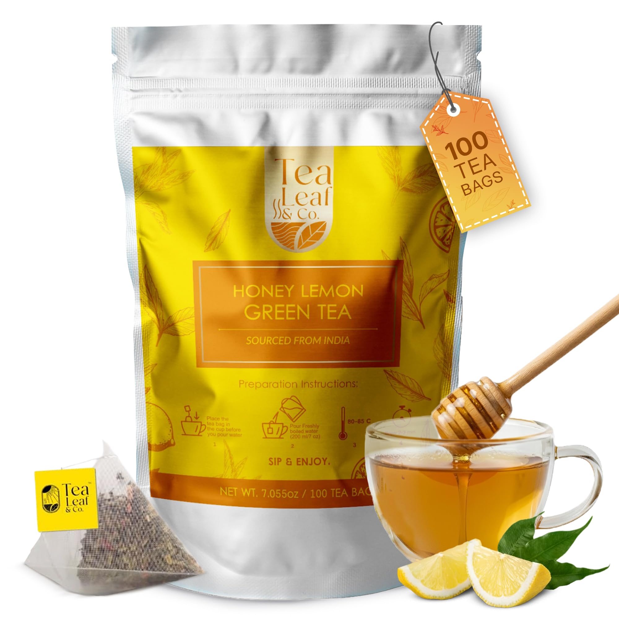 Tea Leaf & Co. Mint Green Tea Bags (50), Green Tea w/ Peppermint & Spearmint, Caffeinated, Real & Natural Green Tea, Blended with Fresh Herbs & Spices