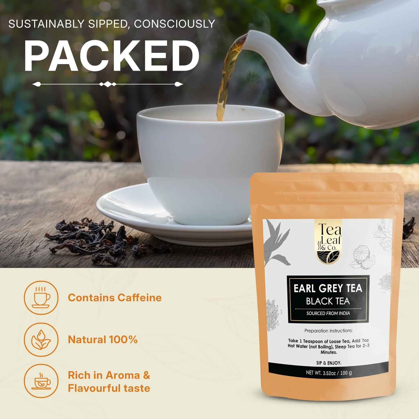 Tea Leaf & Co. Mint Green Tea Bags (50), Green Tea w/ Peppermint & Spearmint, Caffeinated, Real & Natural Green Tea, Blended with Fresh Herbs & Spices