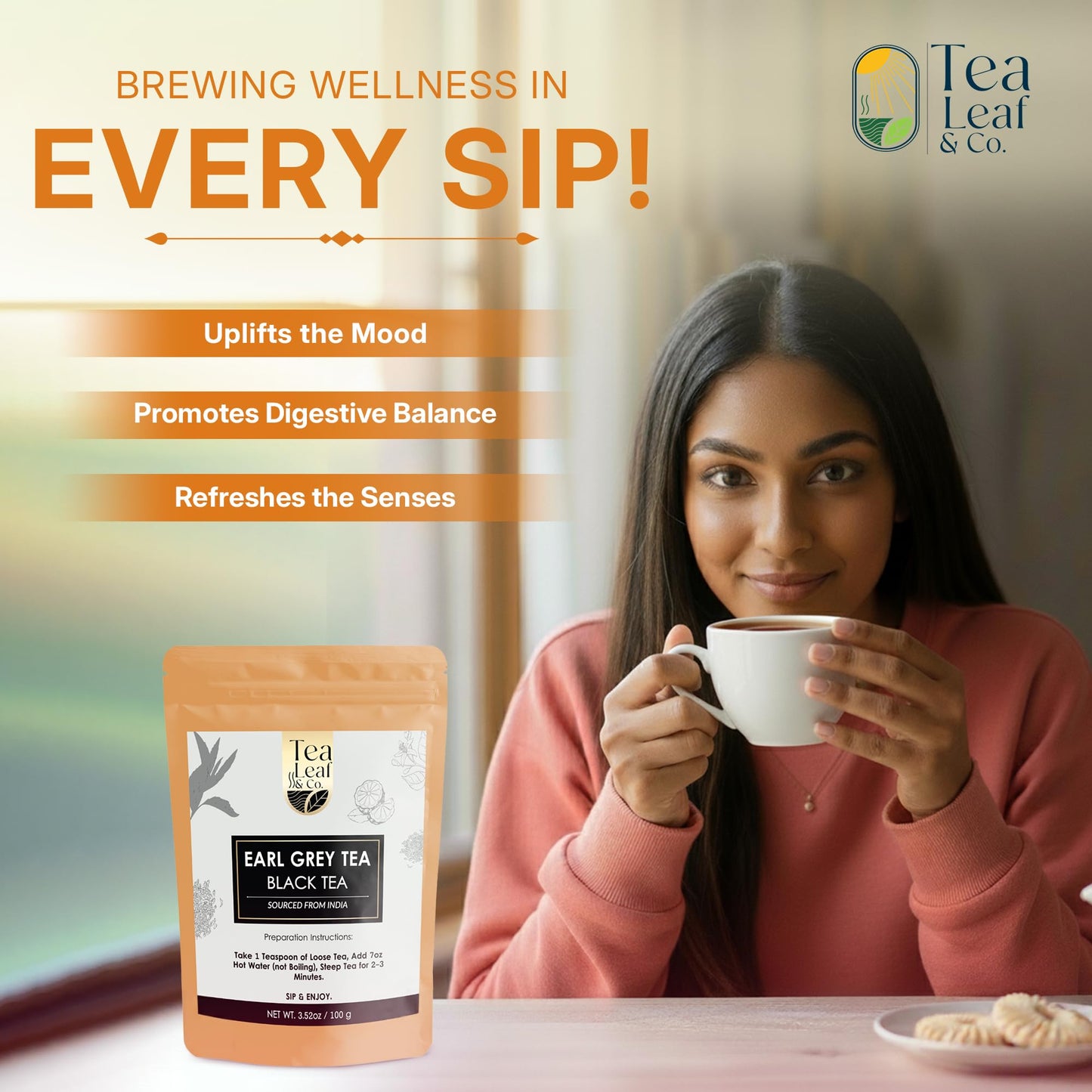 Tea Leaf & Co. Mint Green Tea Bags (50), Green Tea w/ Peppermint & Spearmint, Caffeinated, Real & Natural Green Tea, Blended with Fresh Herbs & Spices