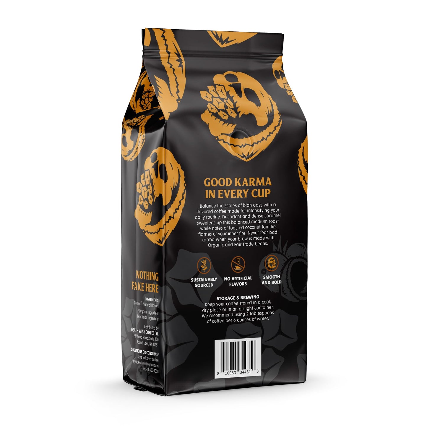 Death Wish Coffee, Organic and Fair Trade Dark Roast Ground Coffee, 16 oz