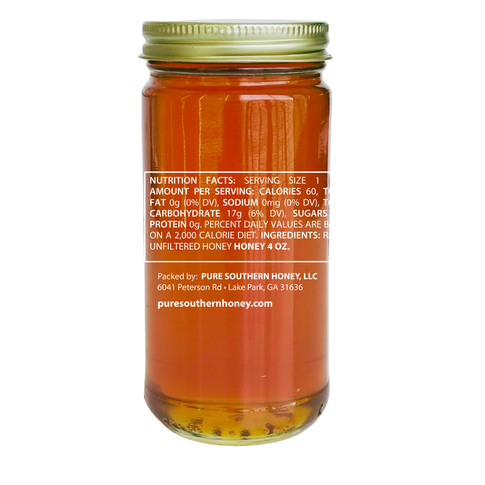 100% Authentic, USA - Made Raw Unfiltered Honey, Made by Pure Southern Honey [ 1 lb] - Unheated - Non - GMO, No Additives, All - Natural Sweetener- Environmental-Friendly Glass Jar
