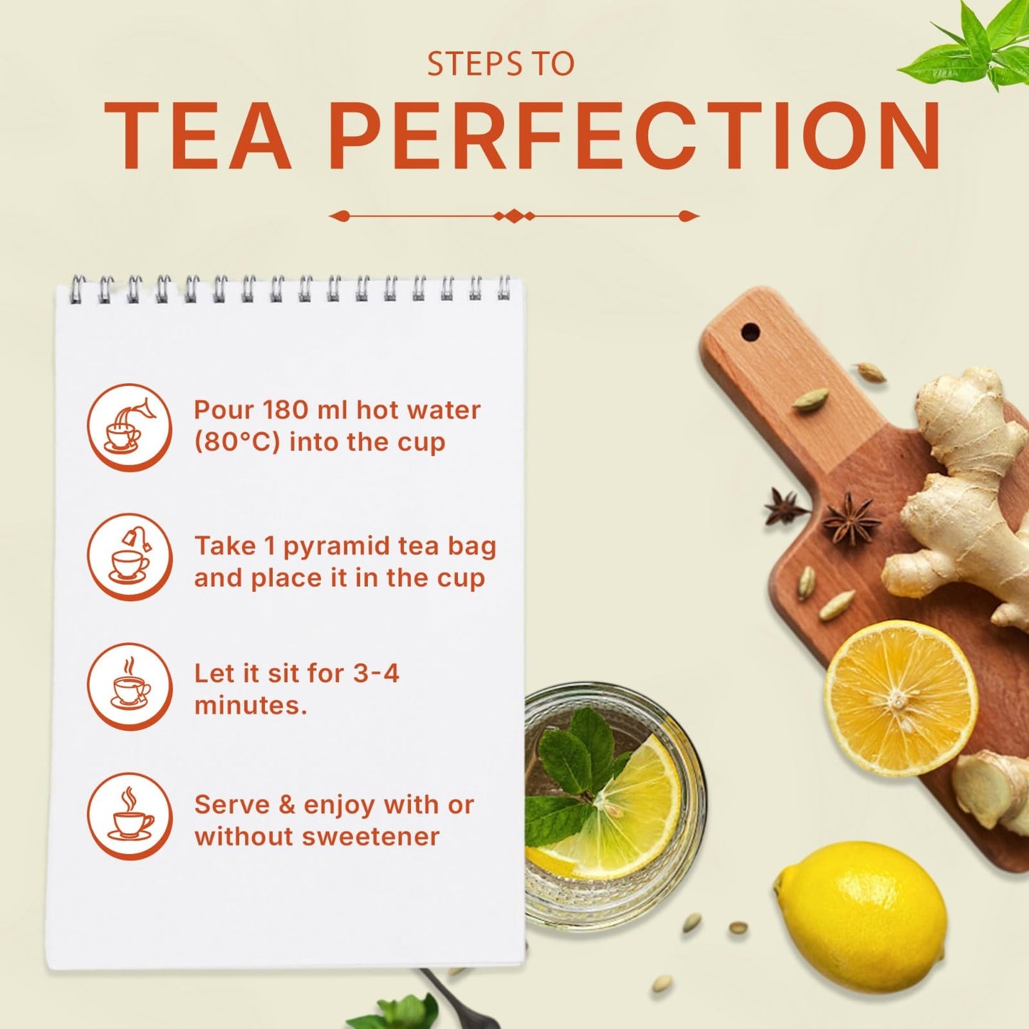 Tea Leaf & Co. Mint Green Tea Bags (50), Green Tea w/ Peppermint & Spearmint, Caffeinated, Real & Natural Green Tea, Blended with Fresh Herbs & Spices