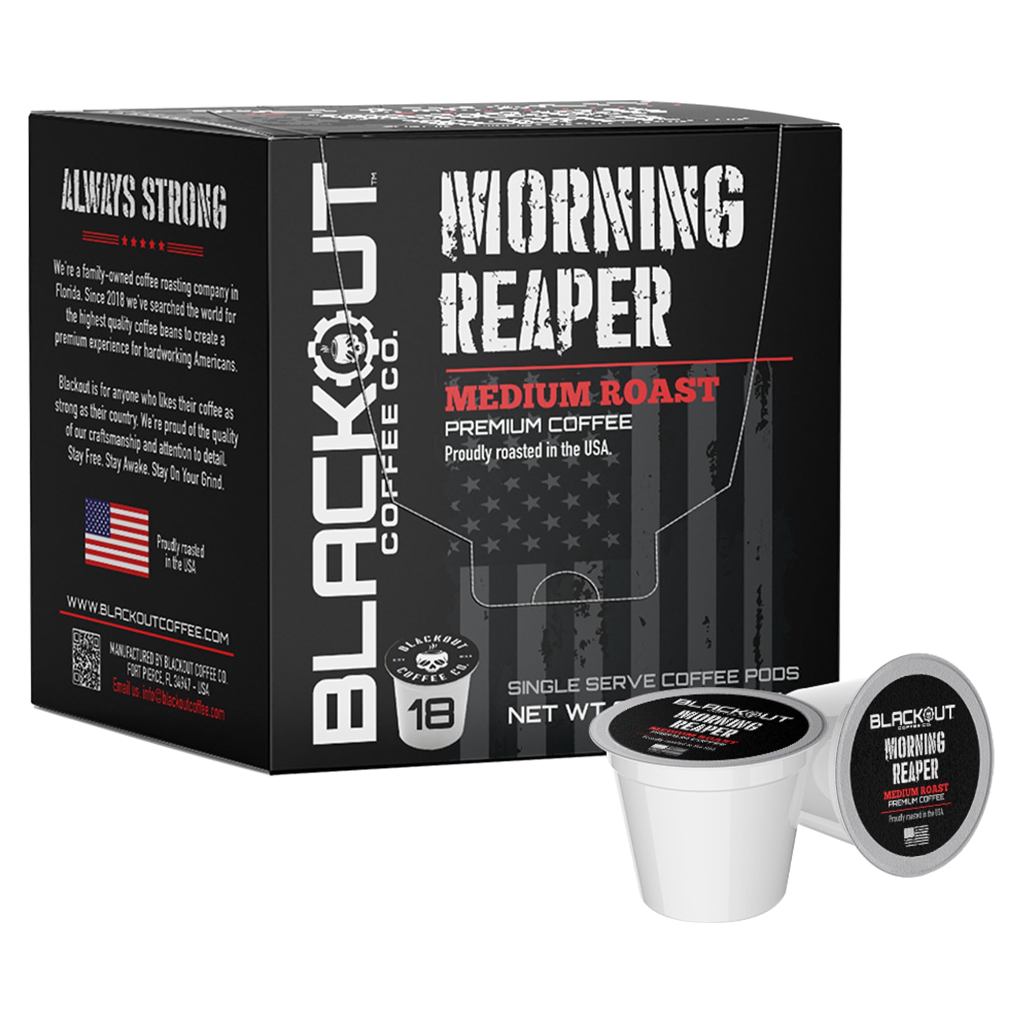 Blackout Coffee Morning Reaper Ground Coffee – Medium Roast, Bold & Strong Flavor – Freshly Roasted 12oz Bag.