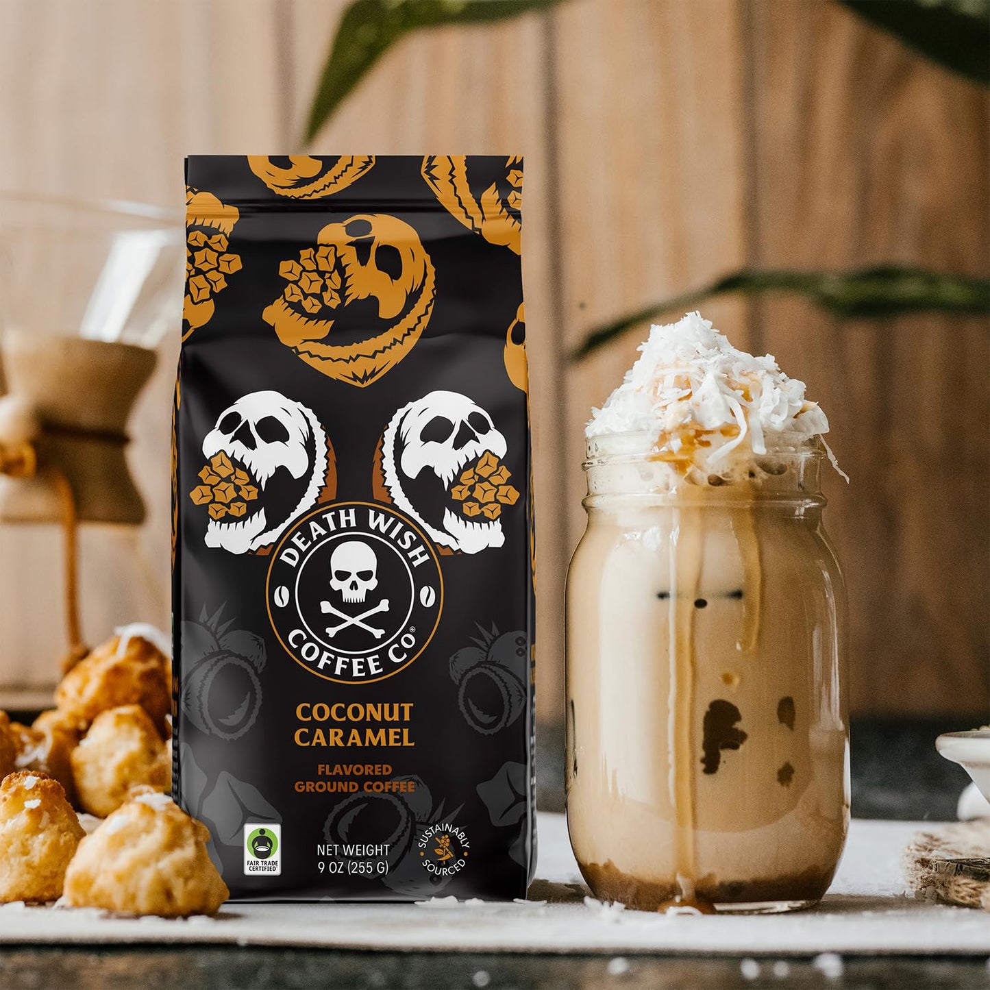 Death Wish Coffee, Organic and Fair Trade Dark Roast Ground Coffee, 16 oz