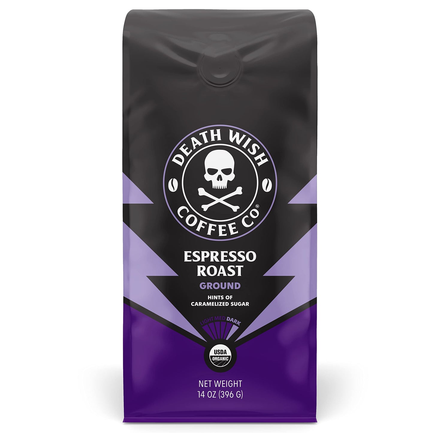 Death Wish Coffee, Organic and Fair Trade Dark Roast Ground Coffee, 16 oz