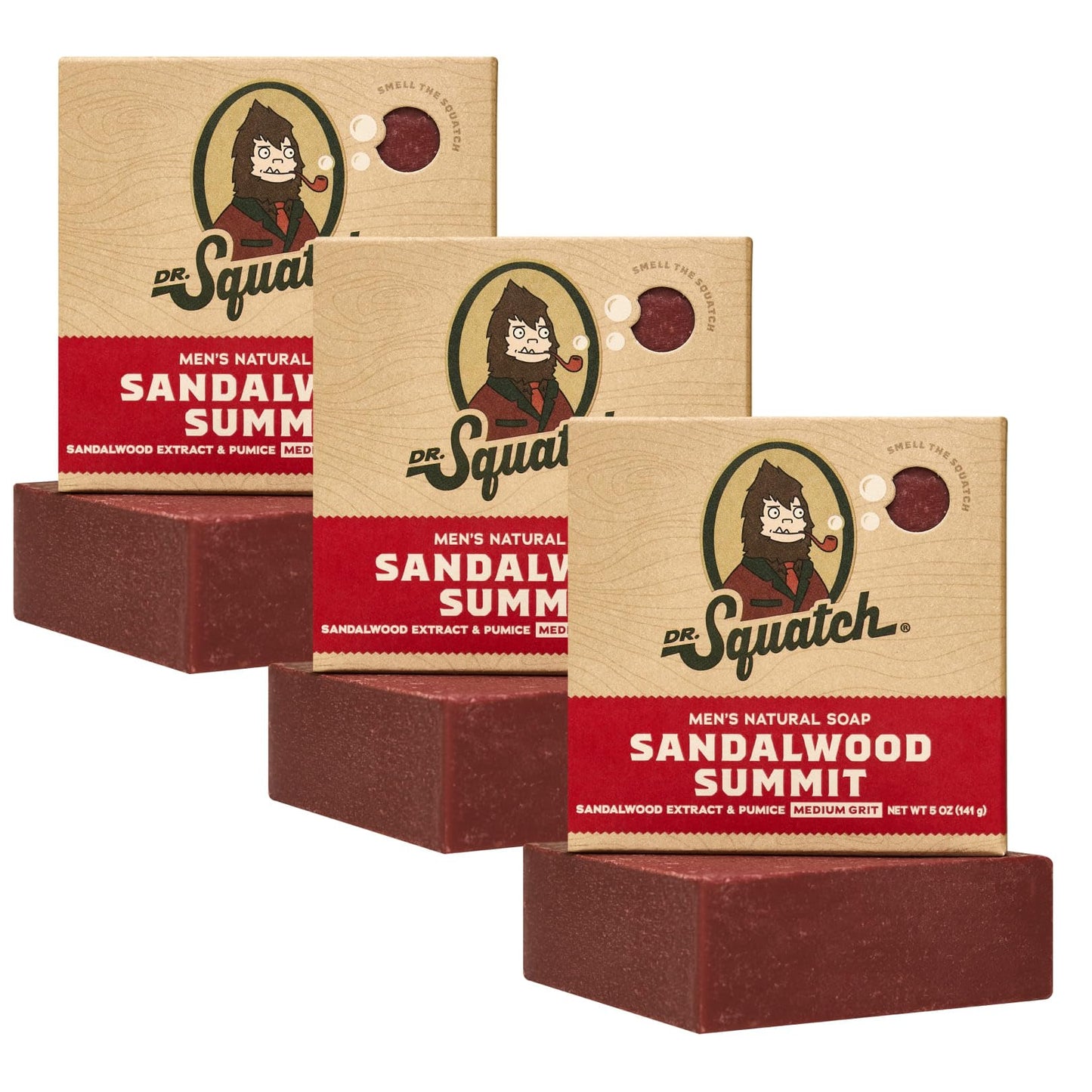 Dr. Squatch Natural Men’s Bar Soap - Cold Process Body Soap Bar with Natural Oils - Gifts for Men - Pine Tar (5 oz, 3-Pack)