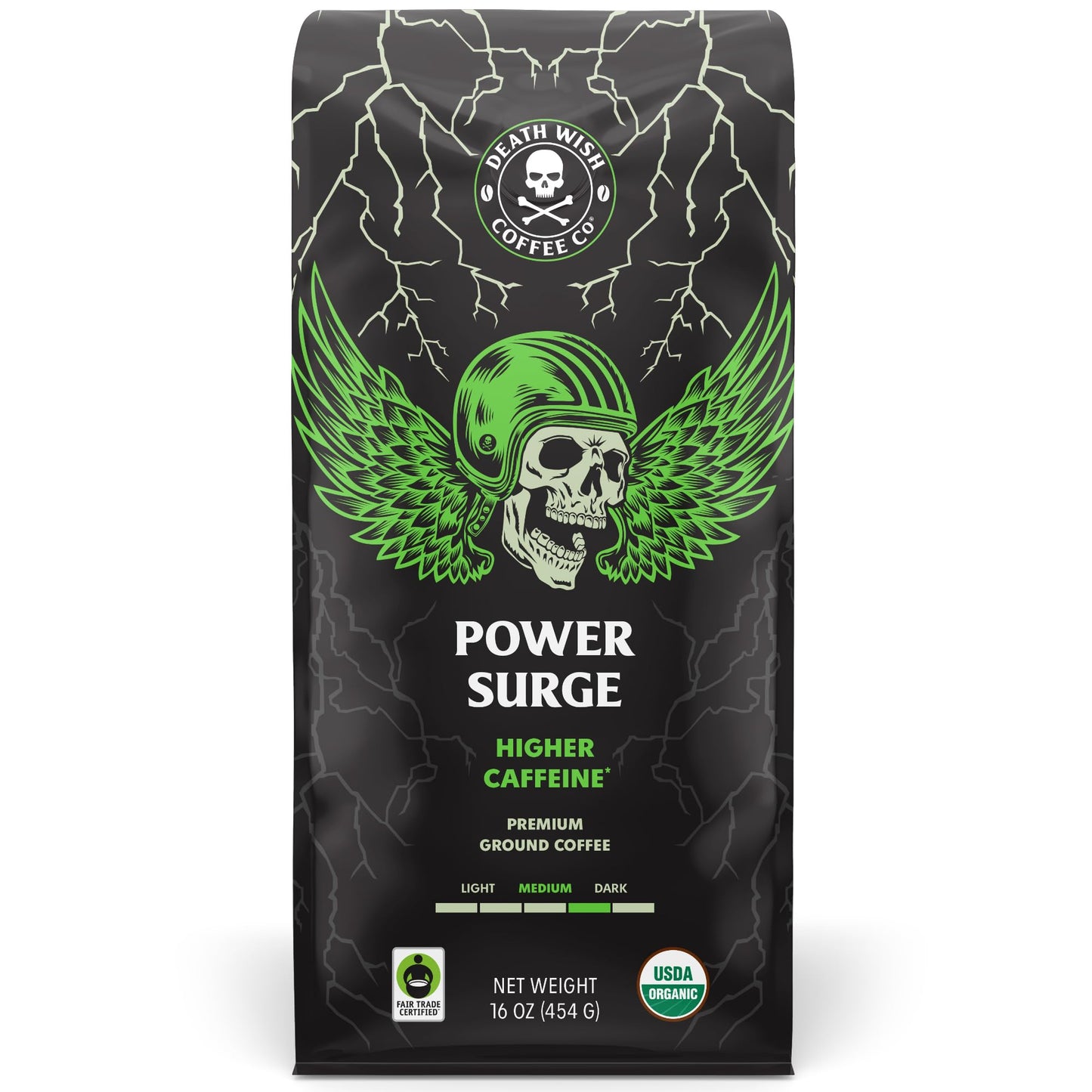 Death Wish Coffee, Organic and Fair Trade Dark Roast Ground Coffee, 16 oz