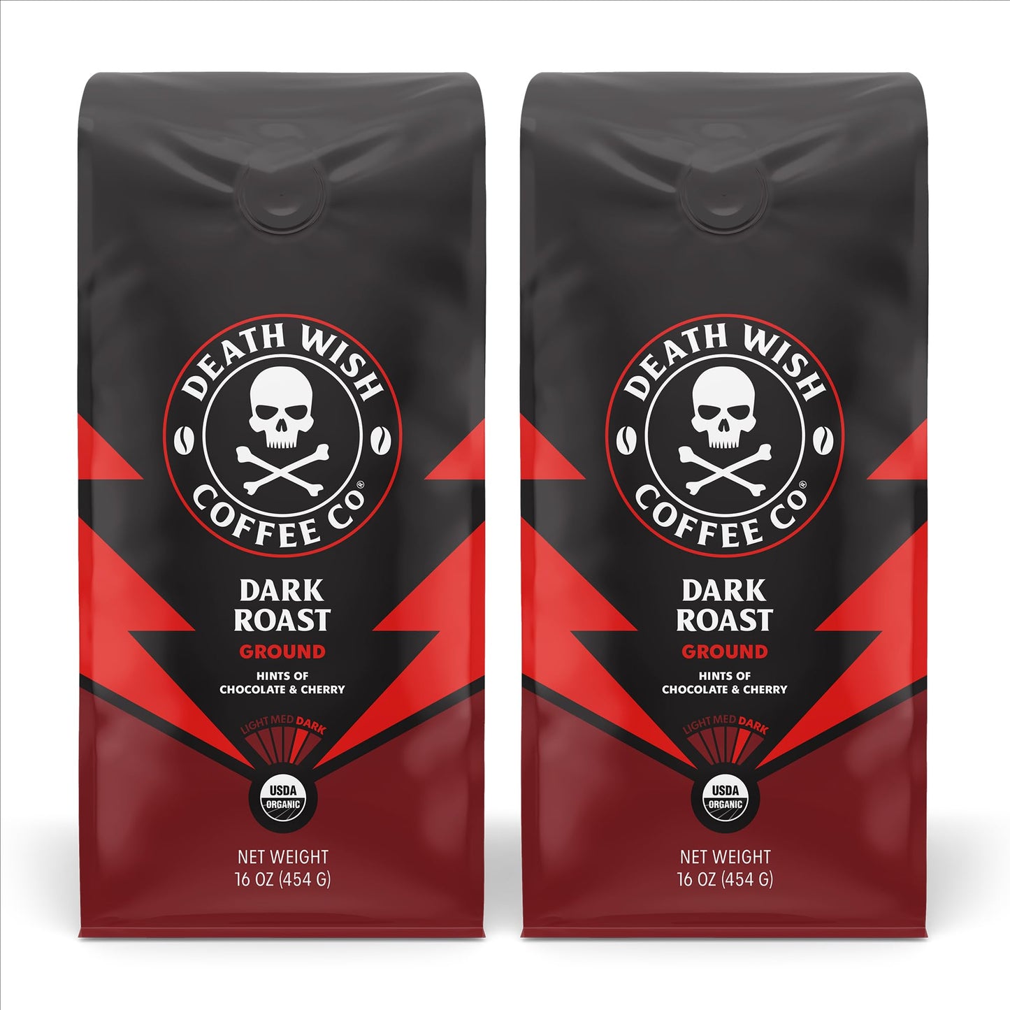 Death Wish Coffee, Organic and Fair Trade Dark Roast Ground Coffee, 16 oz