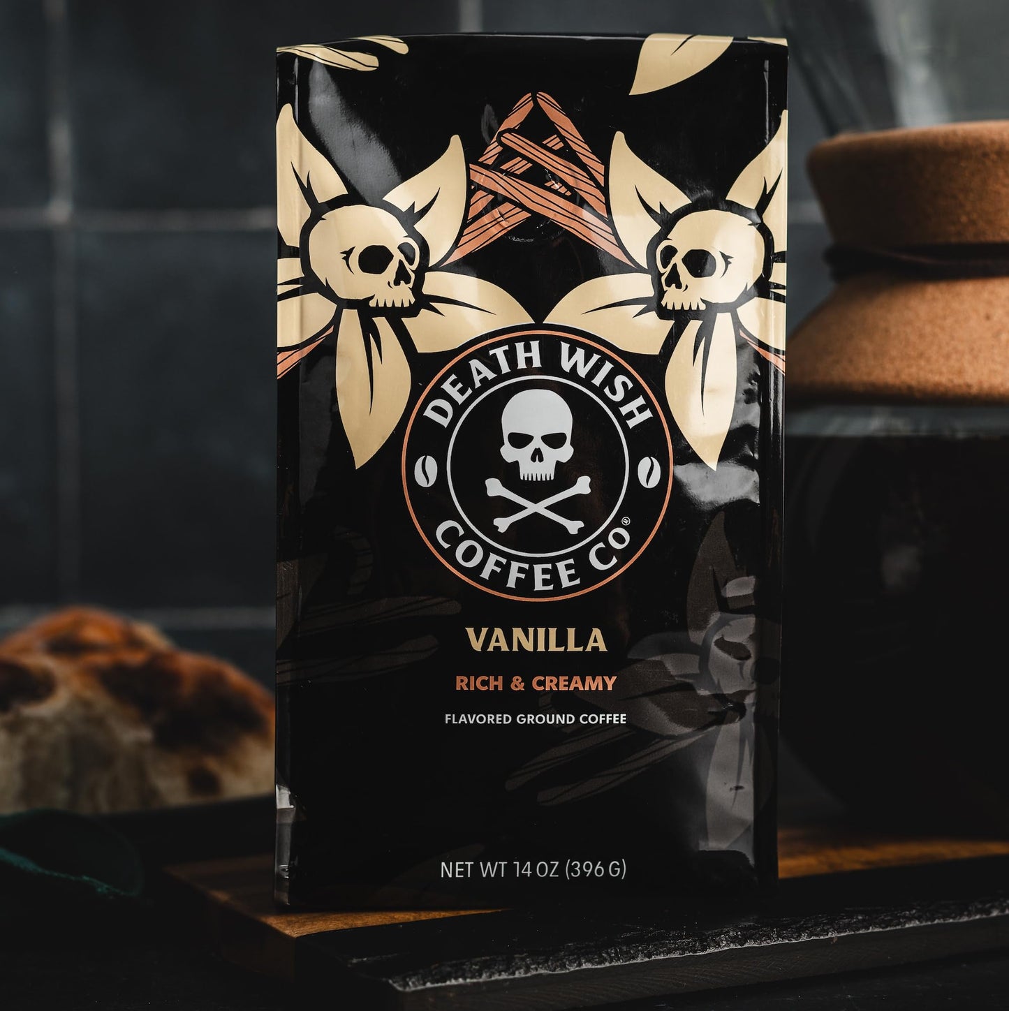 Death Wish Coffee, Organic and Fair Trade Dark Roast Ground Coffee, 16 oz