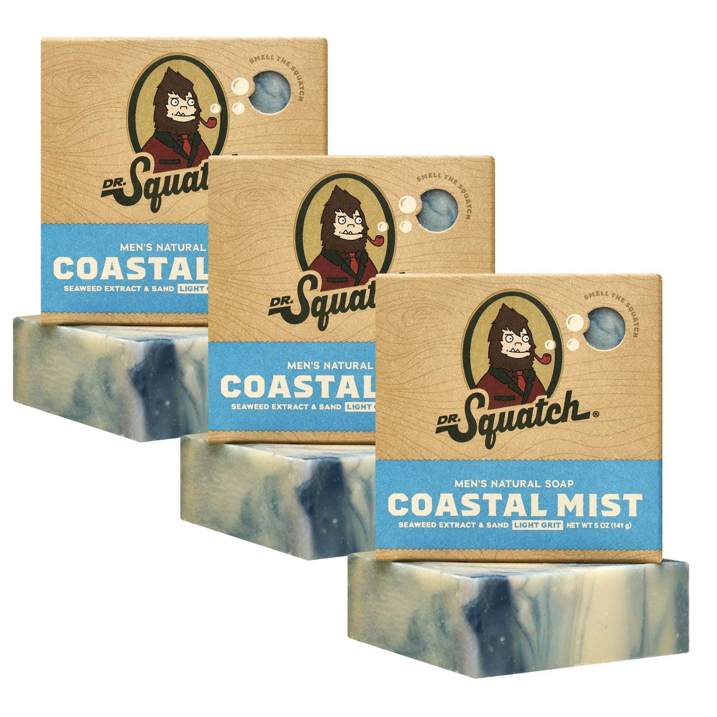 Dr. Squatch Natural Men’s Bar Soap - Cold Process Body Soap Bar with Natural Oils - Gifts for Men - Pine Tar (5 oz, 3-Pack)
