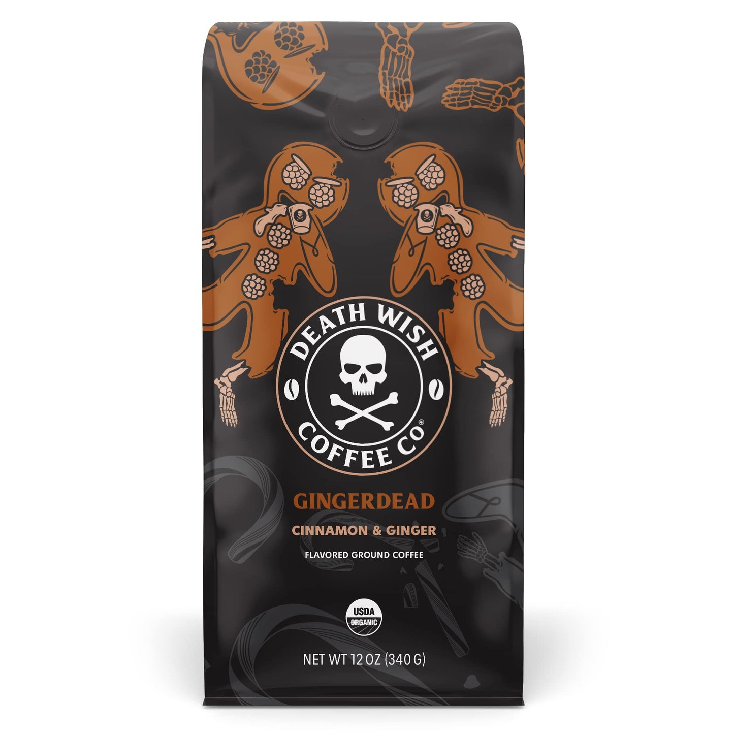 Death Wish Coffee, Organic and Fair Trade Dark Roast Ground Coffee, 16 oz