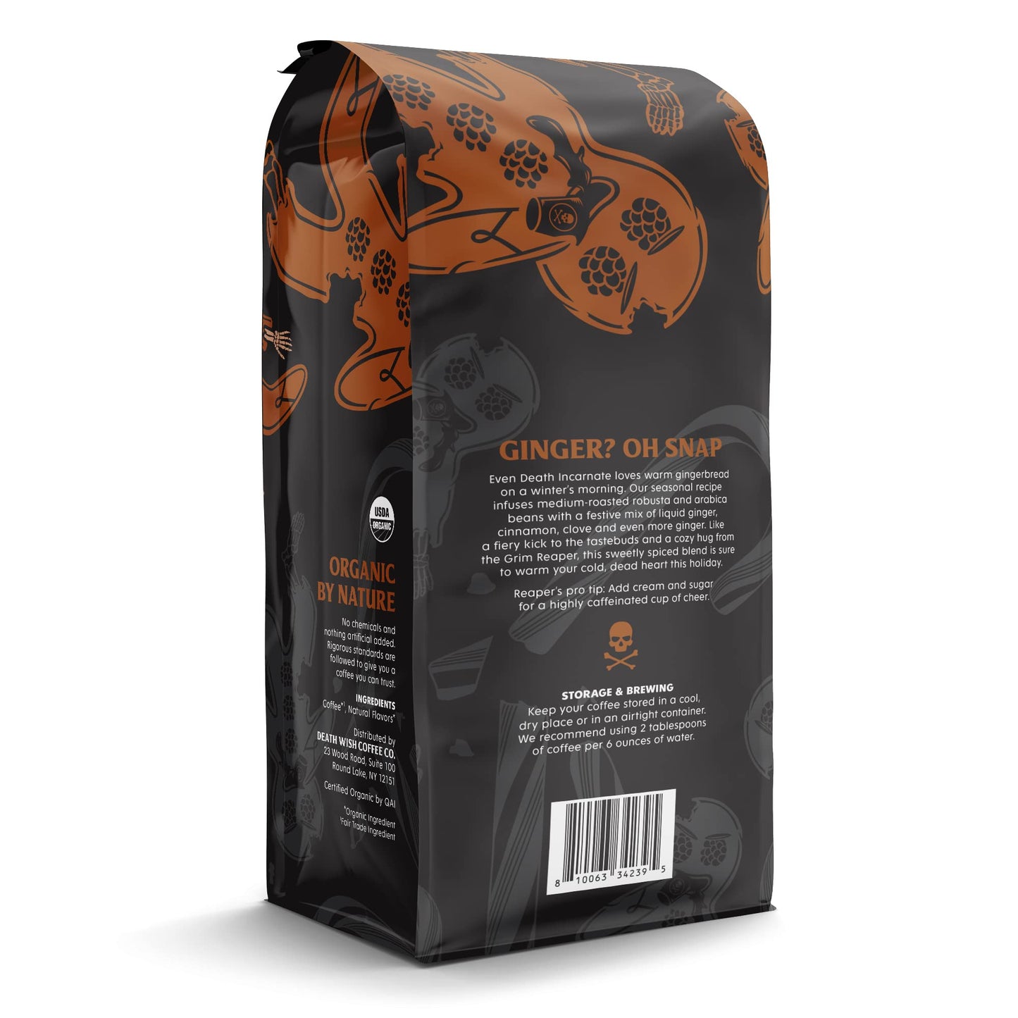 Death Wish Coffee, Organic and Fair Trade Dark Roast Ground Coffee, 16 oz