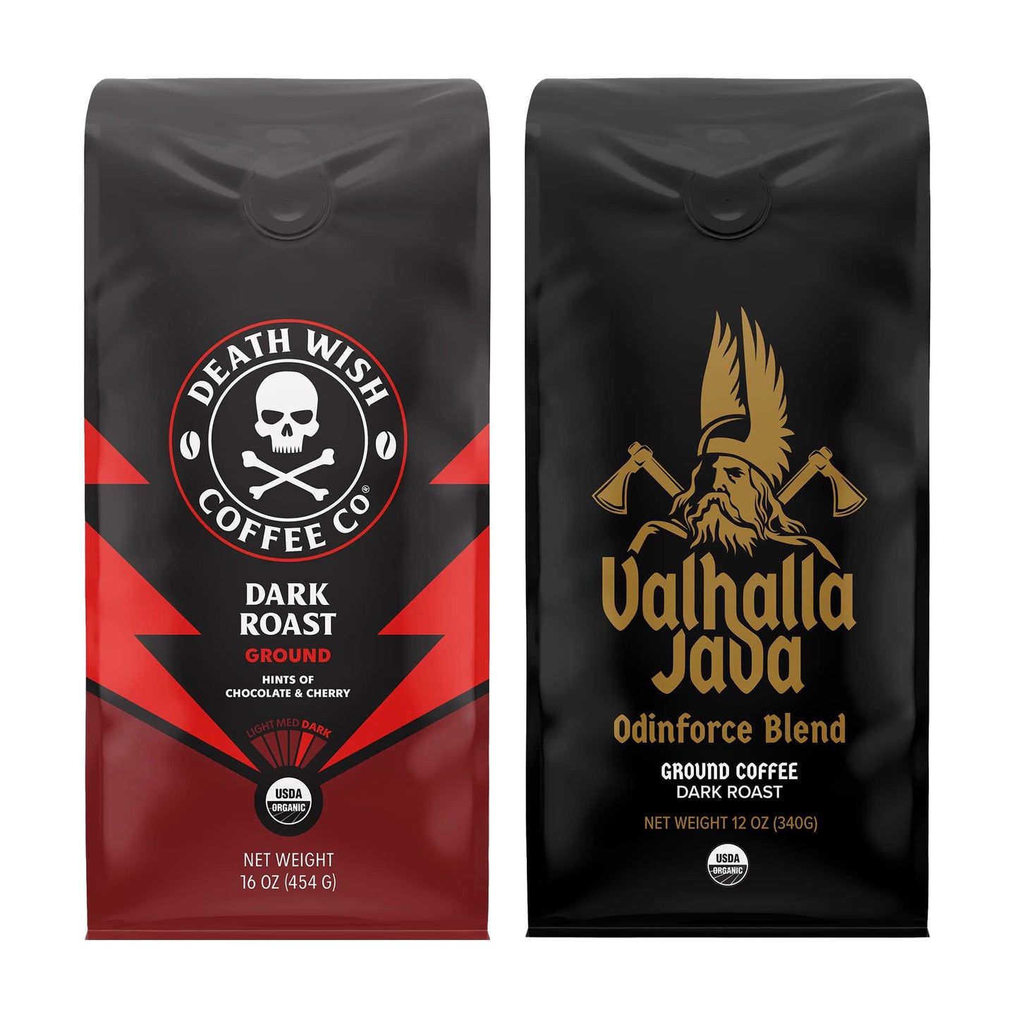 Death Wish Coffee, Organic and Fair Trade Dark Roast Ground Coffee, 16 oz
