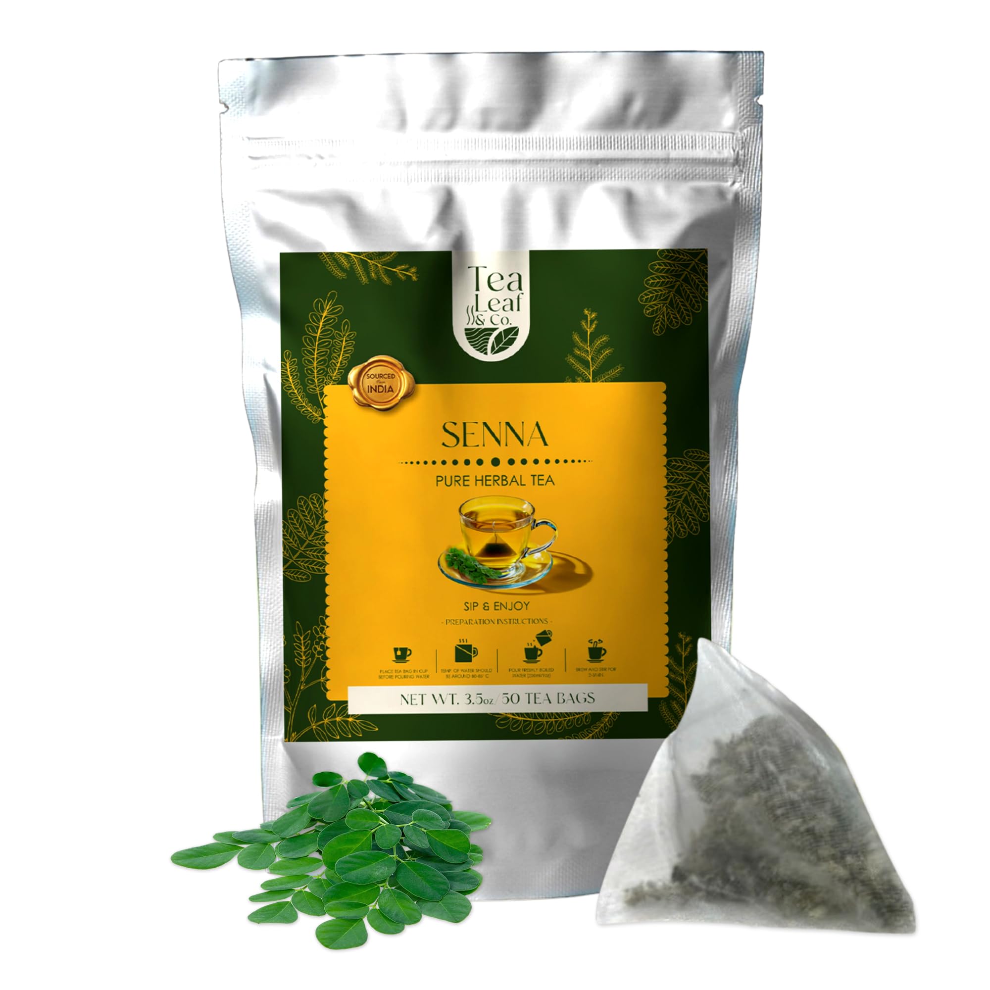 Tea Leaf & Co. Mint Green Tea Bags (50), Green Tea w/ Peppermint & Spearmint, Caffeinated, Real & Natural Green Tea, Blended with Fresh Herbs & Spices