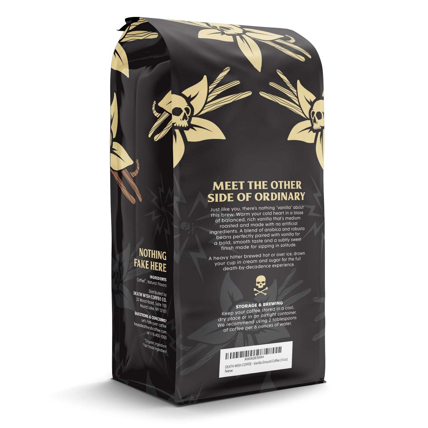 Death Wish Coffee, Organic and Fair Trade Dark Roast Ground Coffee, 16 oz
