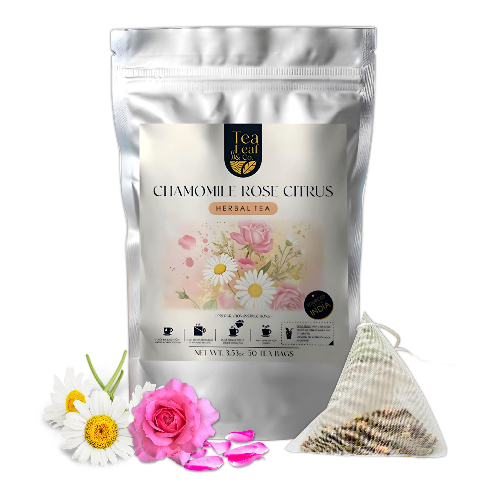 Tea Leaf & Co. Mint Green Tea Bags (50), Green Tea w/ Peppermint & Spearmint, Caffeinated, Real & Natural Green Tea, Blended with Fresh Herbs & Spices