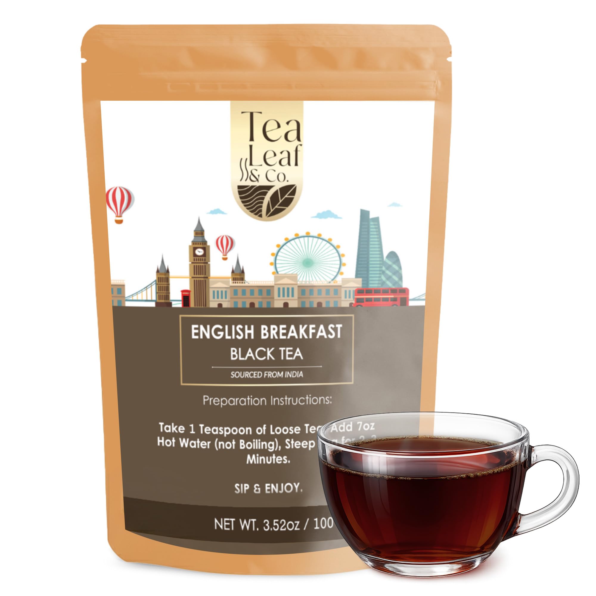 Tea Leaf & Co. Mint Green Tea Bags (50), Green Tea w/ Peppermint & Spearmint, Caffeinated, Real & Natural Green Tea, Blended with Fresh Herbs & Spices