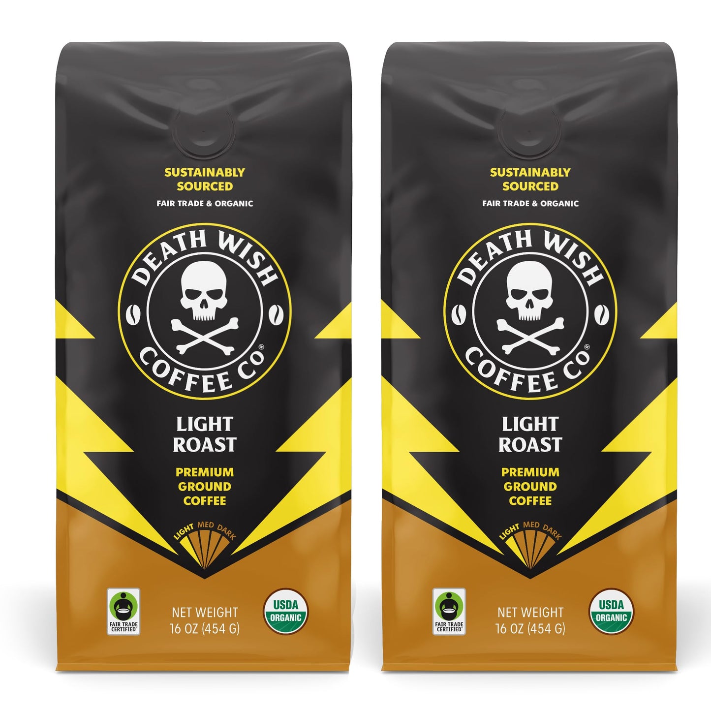 Death Wish Coffee, Organic and Fair Trade Dark Roast Ground Coffee, 16 oz