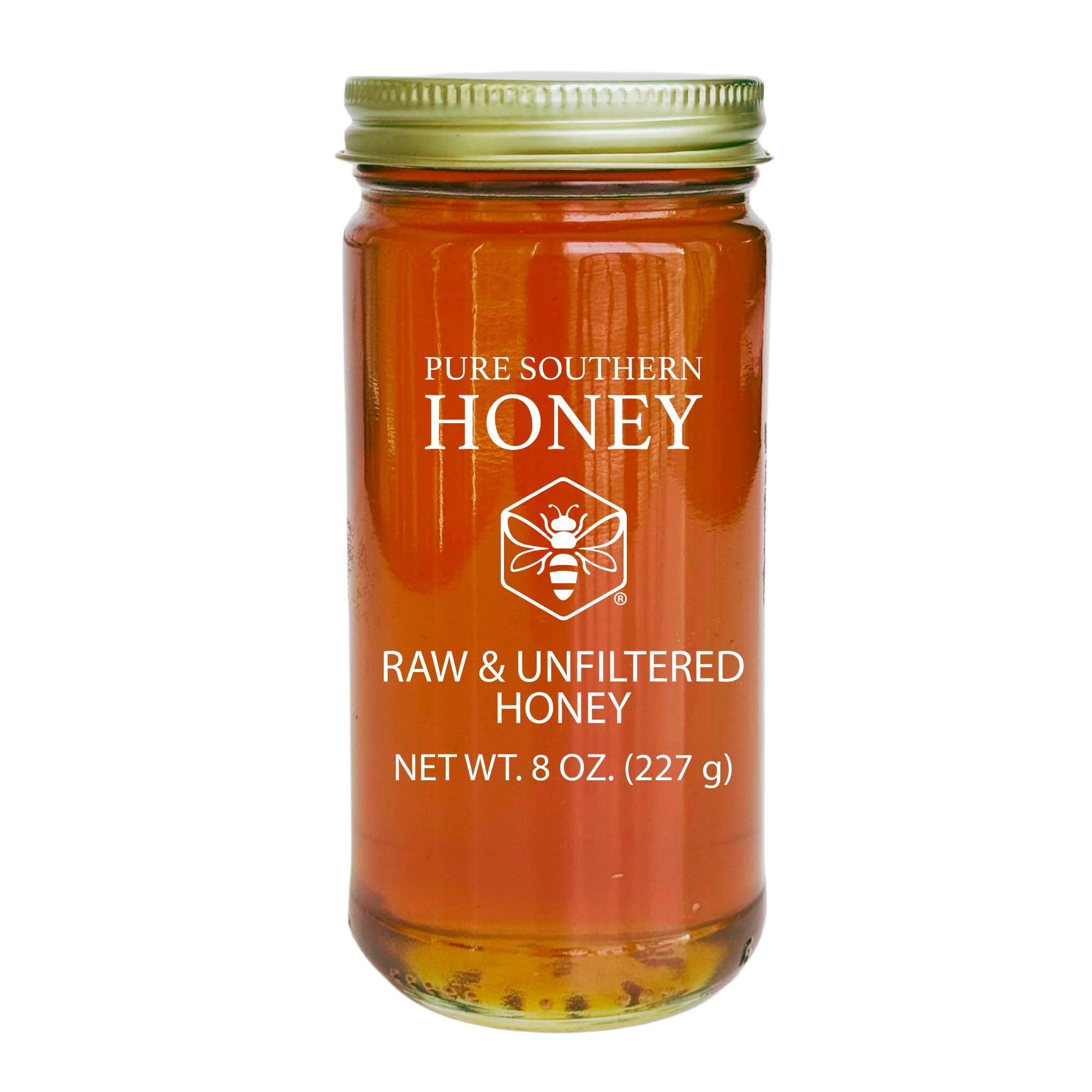 100% Authentic, USA - Made Raw Unfiltered Honey, Made by Pure Southern Honey [ 1 lb] - Unheated - Non - GMO, No Additives, All - Natural Sweetener- Environmental-Friendly Glass Jar
