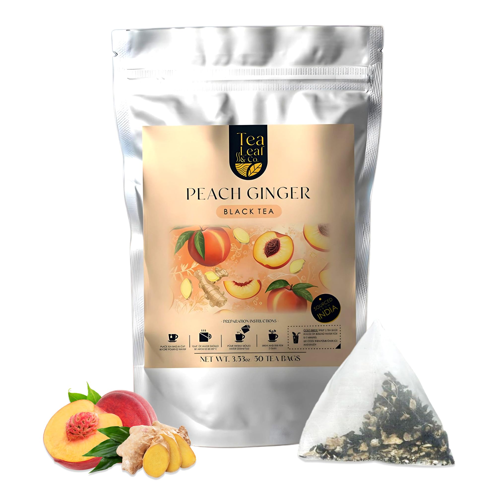 Tea Leaf & Co. Mint Green Tea Bags (50), Green Tea w/ Peppermint & Spearmint, Caffeinated, Real & Natural Green Tea, Blended with Fresh Herbs & Spices