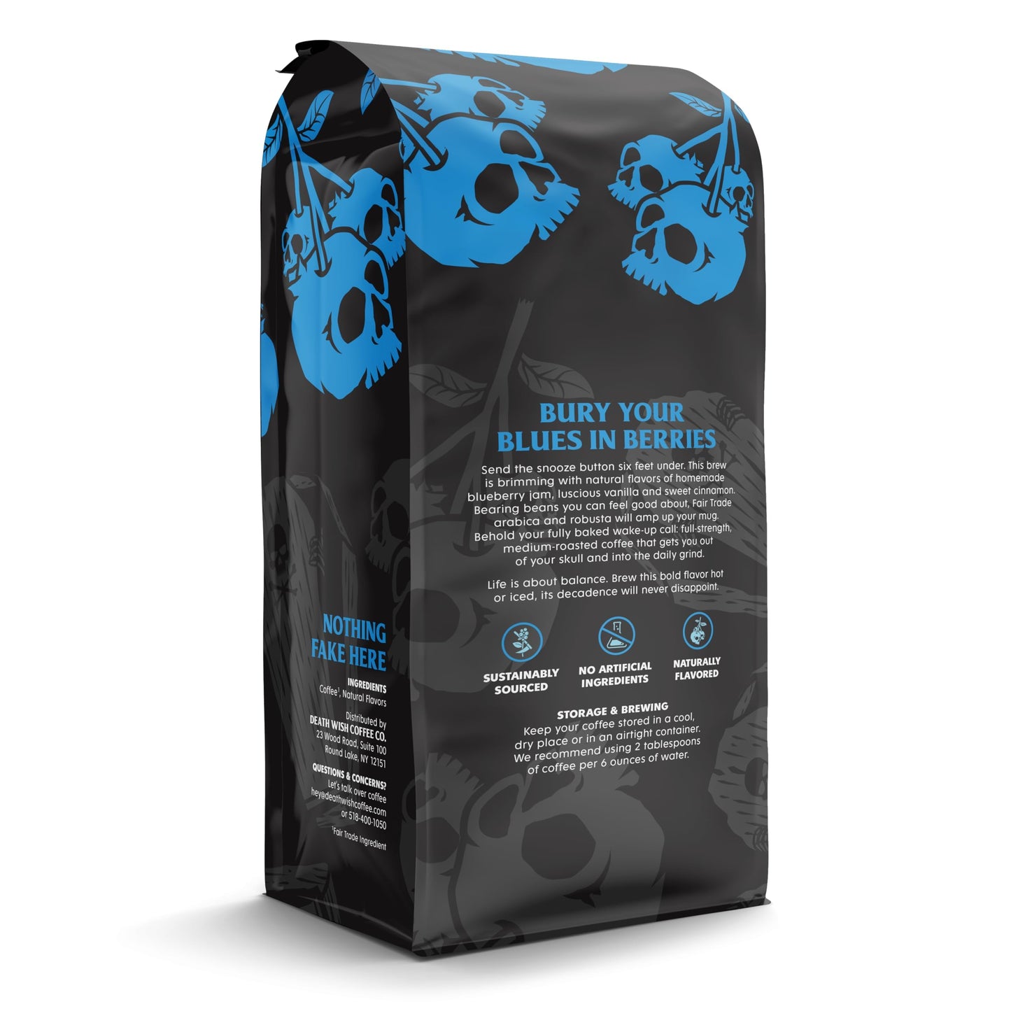 Death Wish Coffee, Organic and Fair Trade Dark Roast Ground Coffee, 16 oz