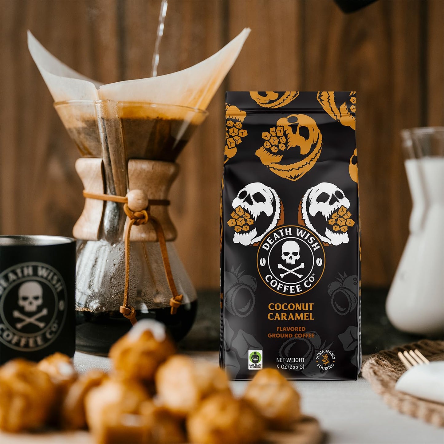 Death Wish Coffee, Organic and Fair Trade Dark Roast Ground Coffee, 16 oz