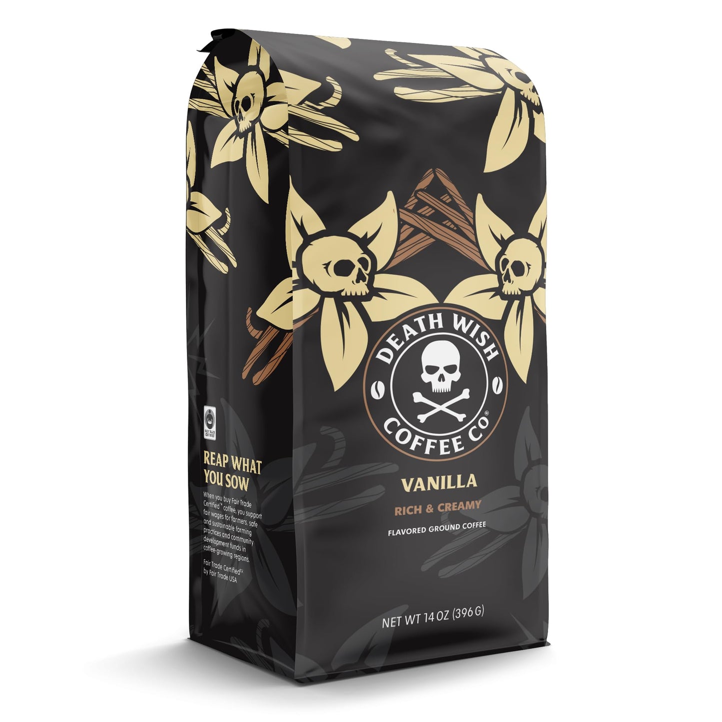 Death Wish Coffee, Organic and Fair Trade Dark Roast Ground Coffee, 16 oz