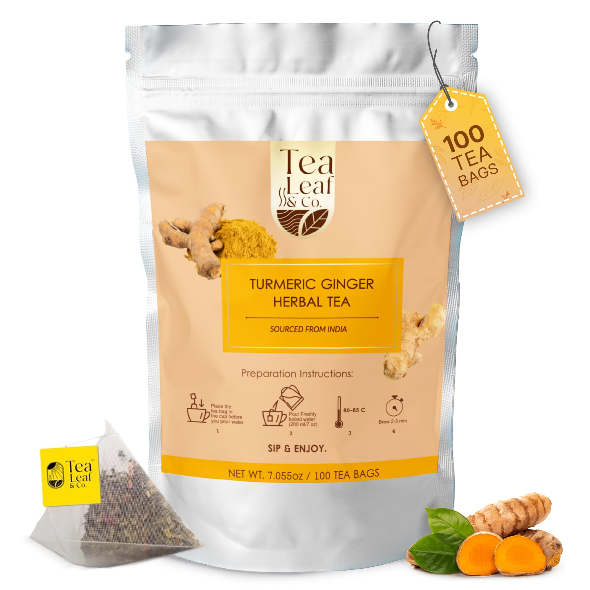 Tea Leaf & Co. Mint Green Tea Bags (50), Green Tea w/ Peppermint & Spearmint, Caffeinated, Real & Natural Green Tea, Blended with Fresh Herbs & Spices