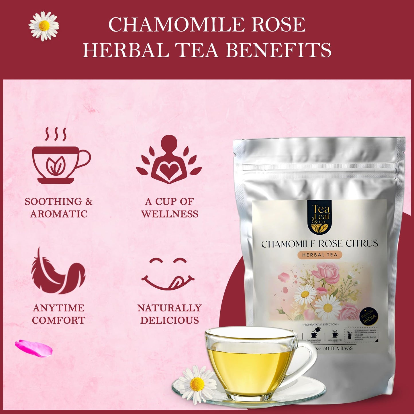 Tea Leaf & Co. Mint Green Tea Bags (50), Green Tea w/ Peppermint & Spearmint, Caffeinated, Real & Natural Green Tea, Blended with Fresh Herbs & Spices