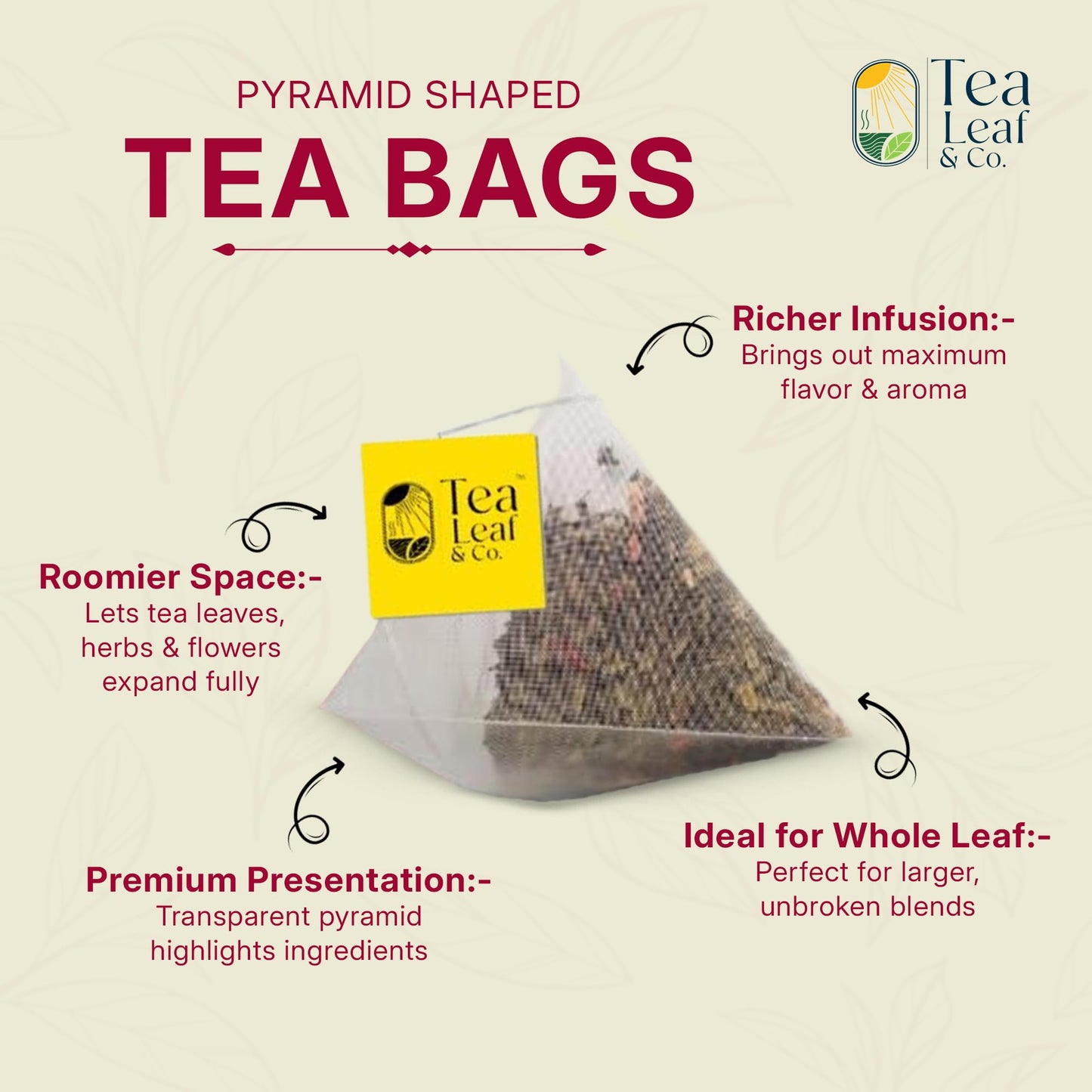 Tea Leaf & Co. Mint Green Tea Bags (50), Green Tea w/ Peppermint & Spearmint, Caffeinated, Real & Natural Green Tea, Blended with Fresh Herbs & Spices