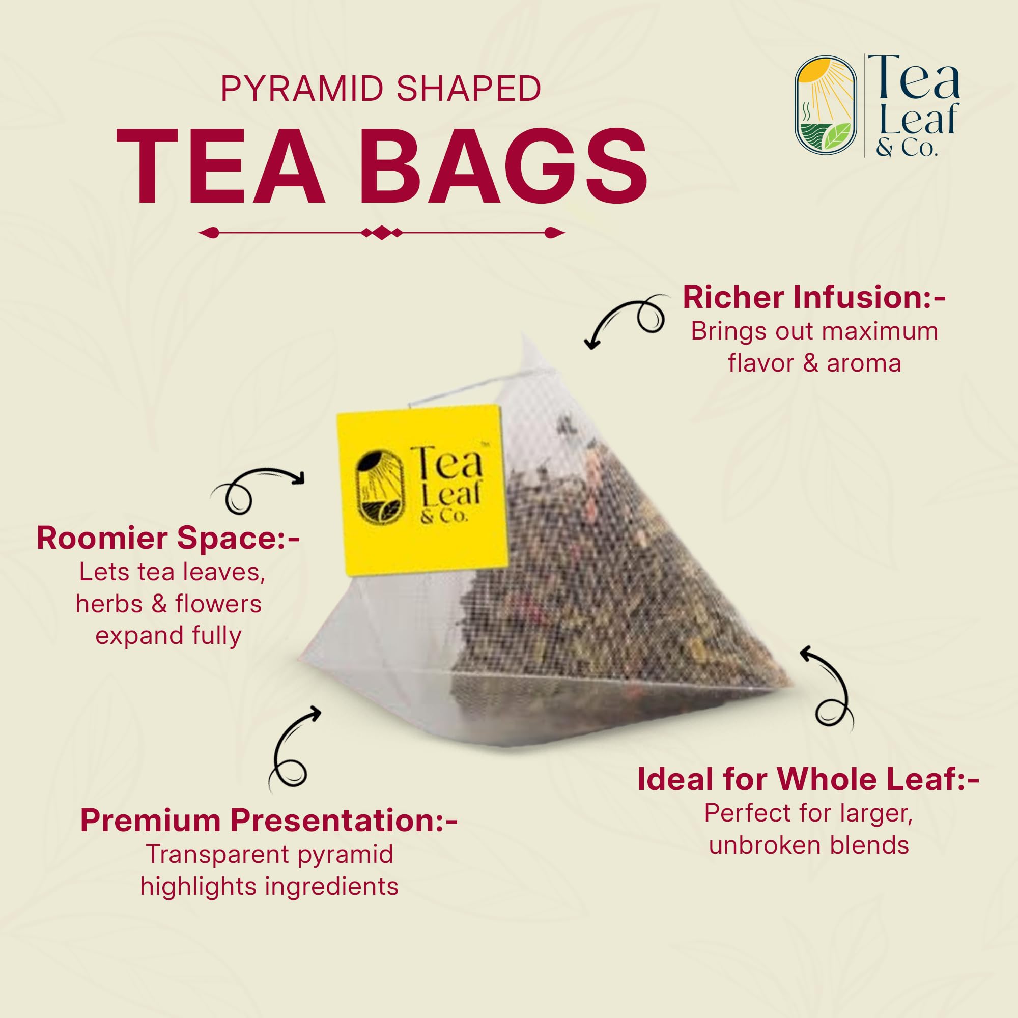 Tea Leaf & Co. Mint Green Tea Bags (50), Green Tea w/ Peppermint & Spearmint, Caffeinated, Real & Natural Green Tea, Blended with Fresh Herbs & Spices
