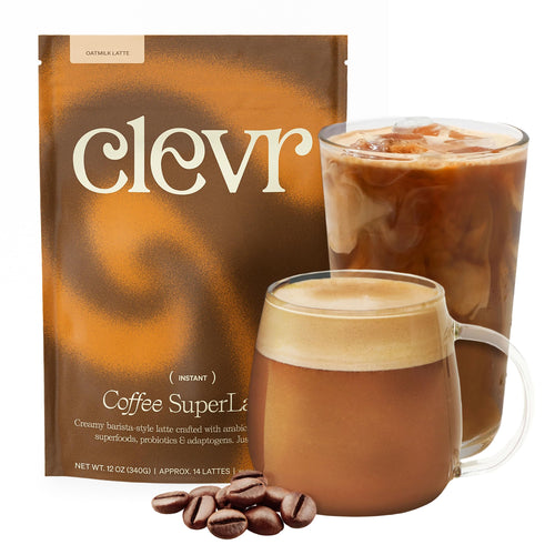 Clevr London Fog Latte, Vegan, Earl Grey Instant Tea Mix, Superfood Powder Blend with Black Tea, Reishi Mushroom, Organic Spices, Coconut Cream, Ashwagandha, Serve Hot or Iced, 12 oz