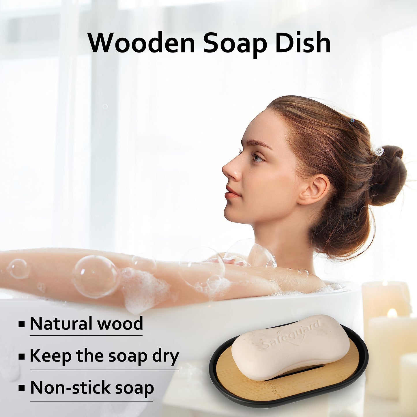 Wooden Soap Dish for Shower,Set of 2 Shower Soap Holder,Self draining Bar Soap Holder for Bathroom, Homemade Soaps Saver Natural Soaps Tray, Vowupt