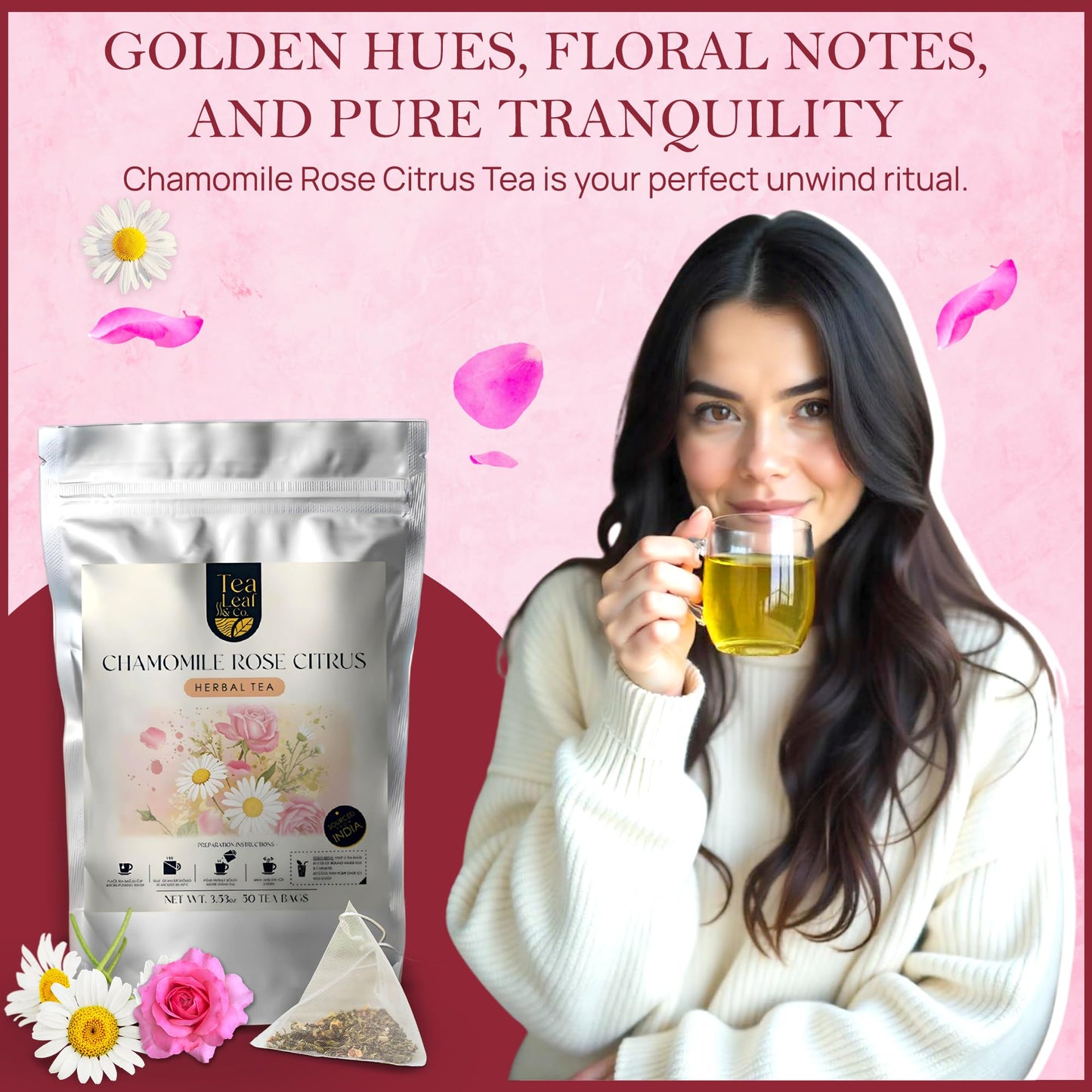 Tea Leaf & Co. Mint Green Tea Bags (50), Green Tea w/ Peppermint & Spearmint, Caffeinated, Real & Natural Green Tea, Blended with Fresh Herbs & Spices