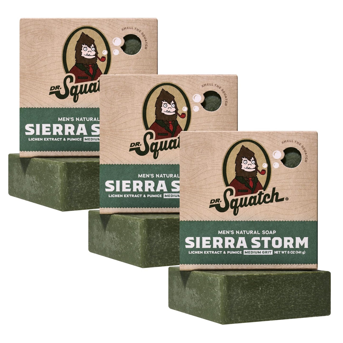 Dr. Squatch Natural Men’s Bar Soap - Cold Process Body Soap Bar with Natural Oils - Gifts for Men - Pine Tar (5 oz, 3-Pack)
