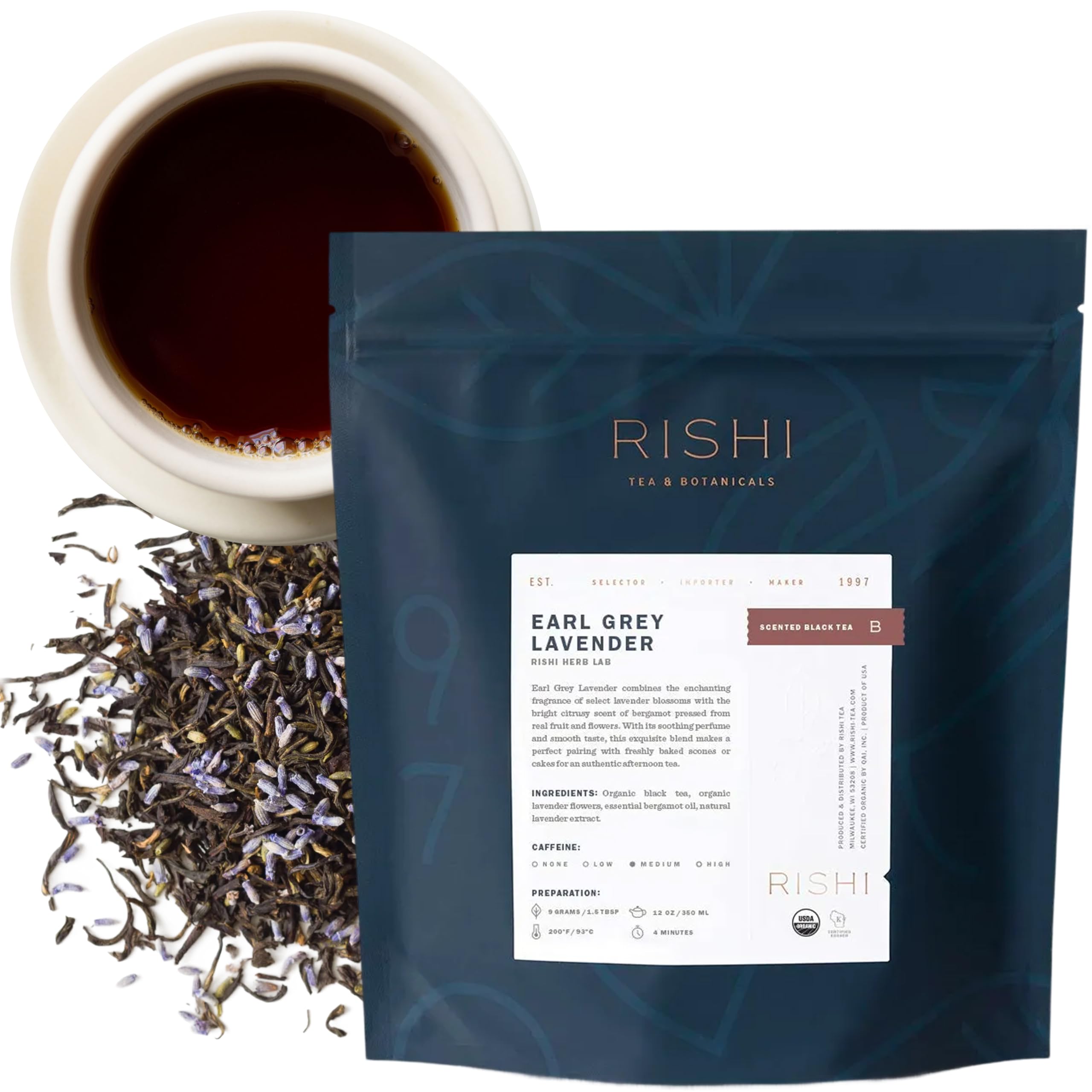 Rishi Tea China Breakfast Black Loose Leaf Tea - Organic, Robust & Caffeinated, Enjoy Hot or Iced - 4 Ounces, 12+ Servings