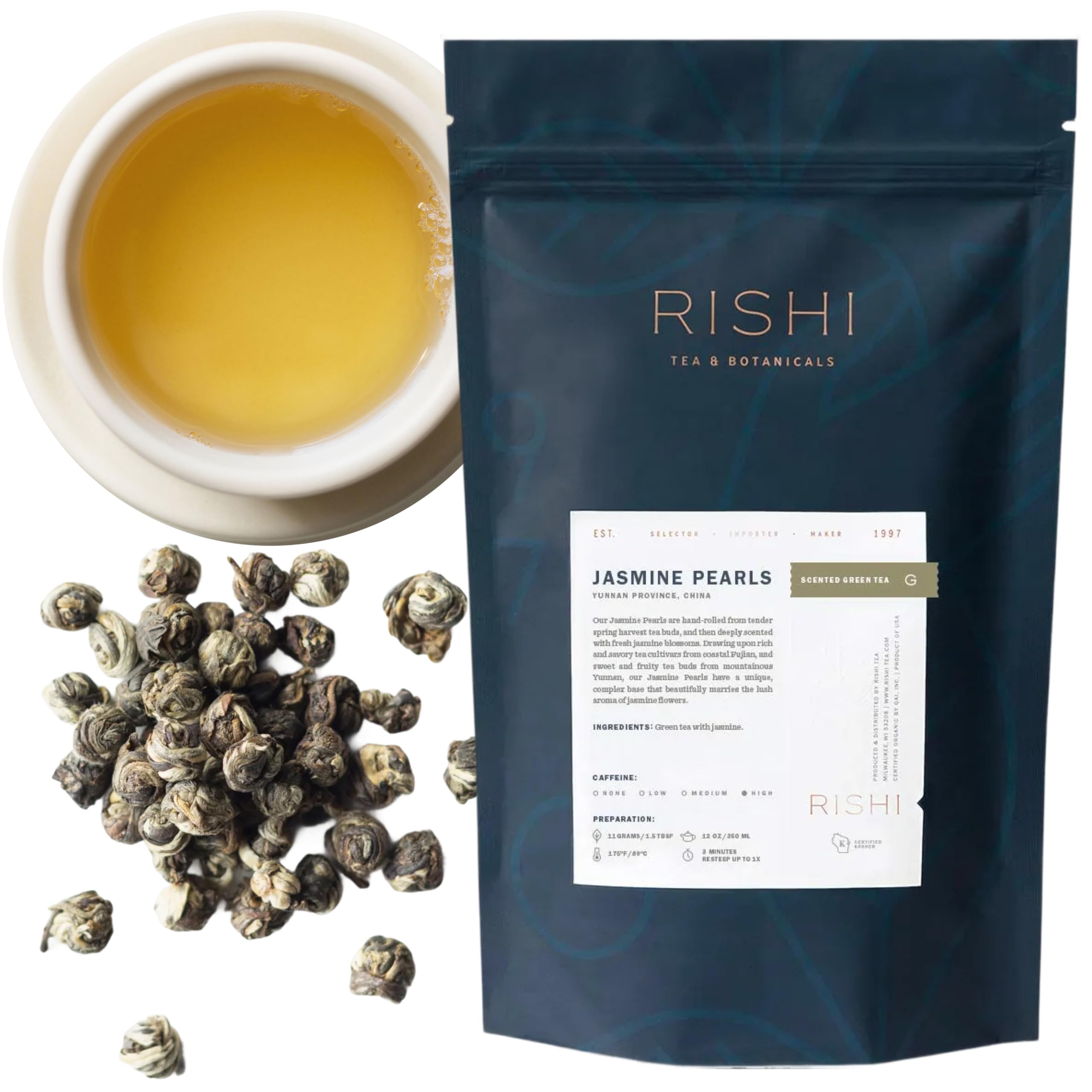 Rishi Tea China Breakfast Black Loose Leaf Tea - Organic, Robust & Caffeinated, Enjoy Hot or Iced - 4 Ounces, 12+ Servings